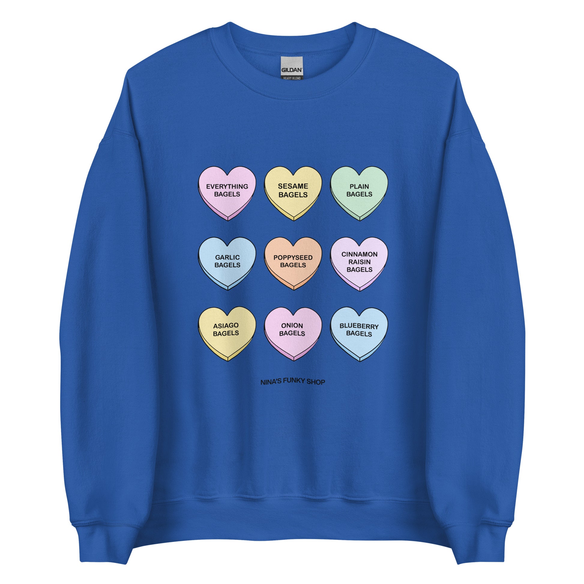 Royal Blue Bagels Valentine Hearts Sweatshirt