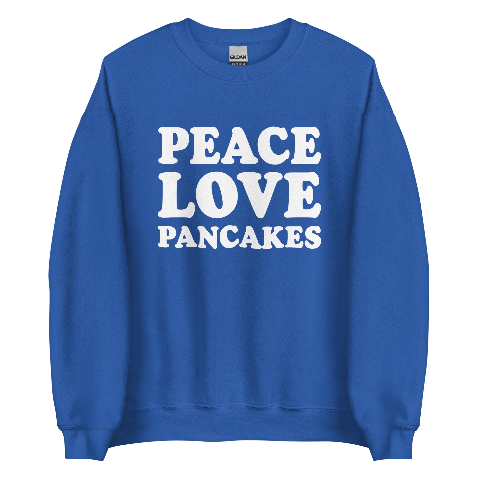 Royal Blue Peace Love Pancakes Sweatshirt