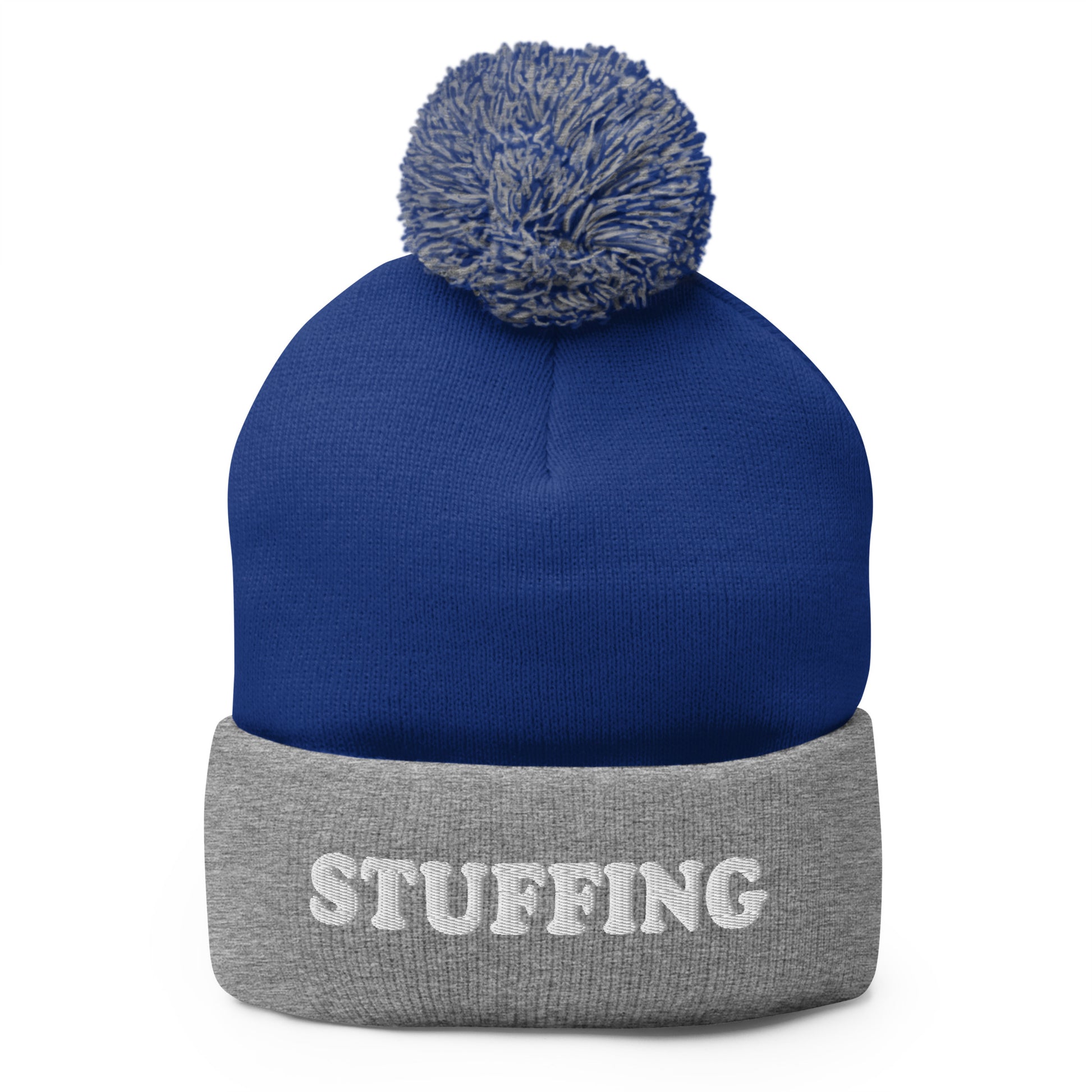 Royal Blue and Gray Stuffing Beanie