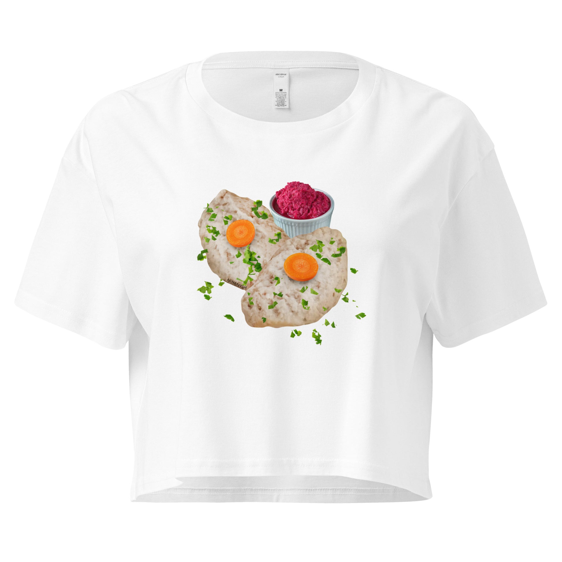 White Gefilte Fish Crop Tee