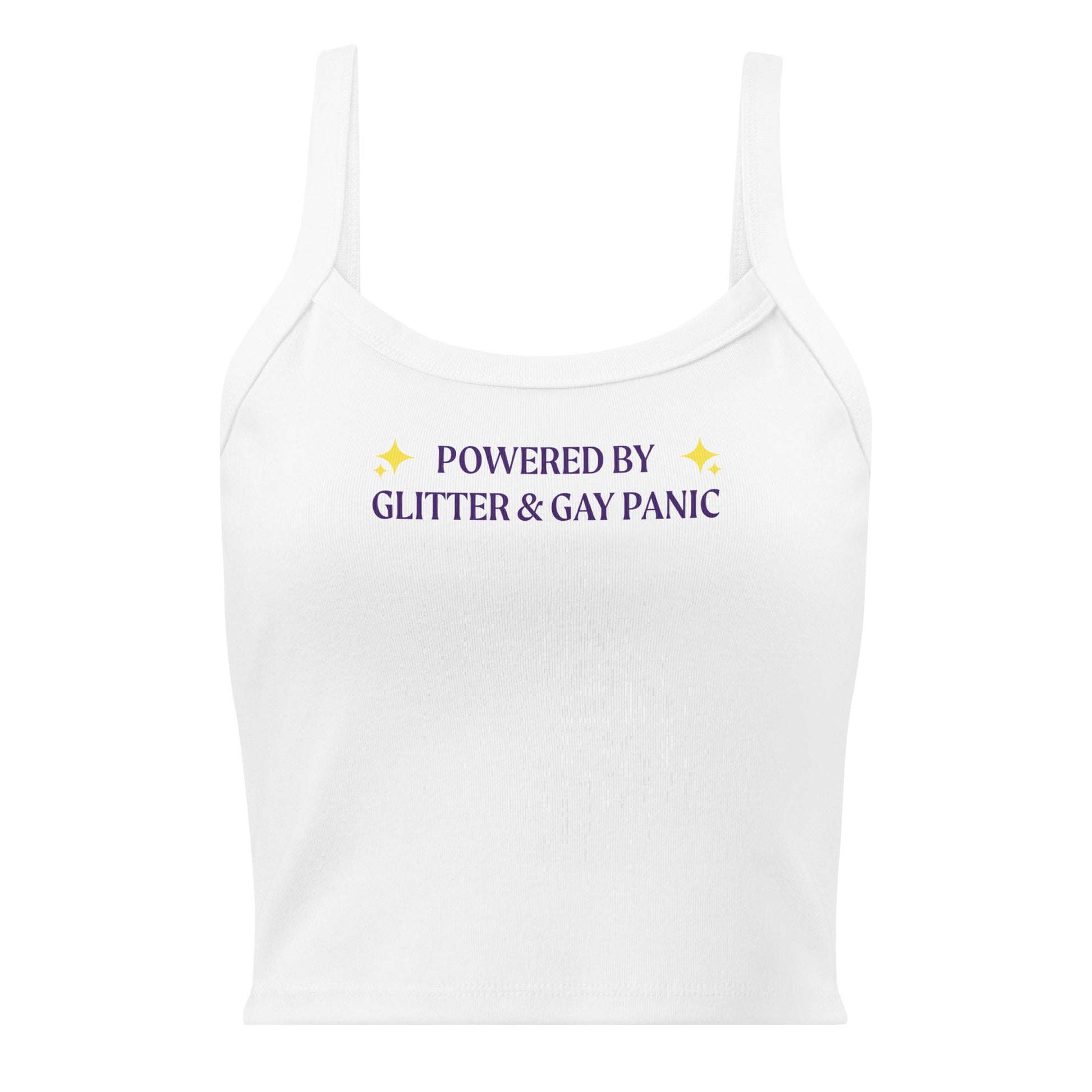 White Powered By Glitter & Gay Panic Tank Top