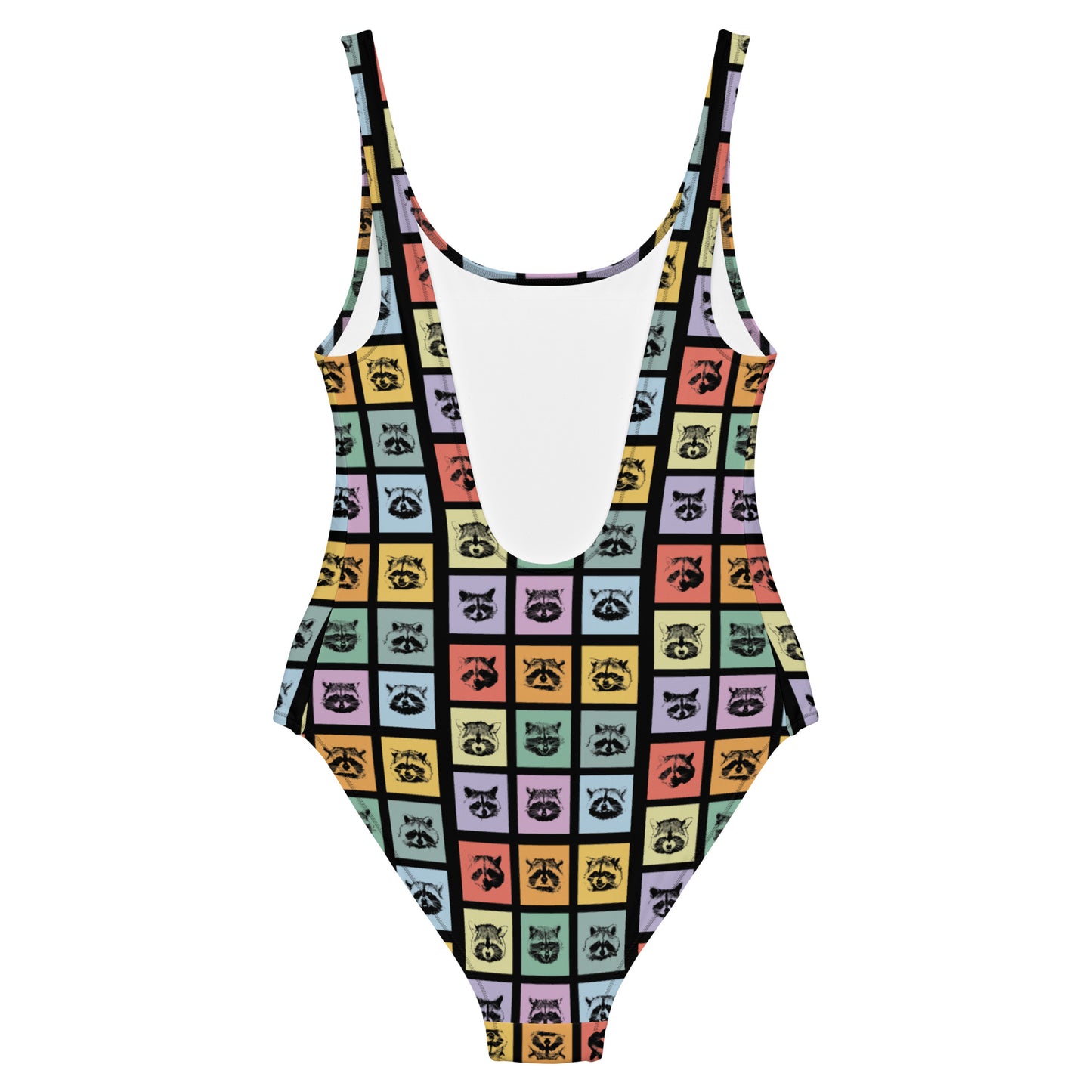 Colorful Raccoon Bathing Suit - Love raccoons? Our funky raccoon bathing suit has a flattering fit and a colorful and unique raccoon design. The perfect one-piece for the pool, beach or boat this season!