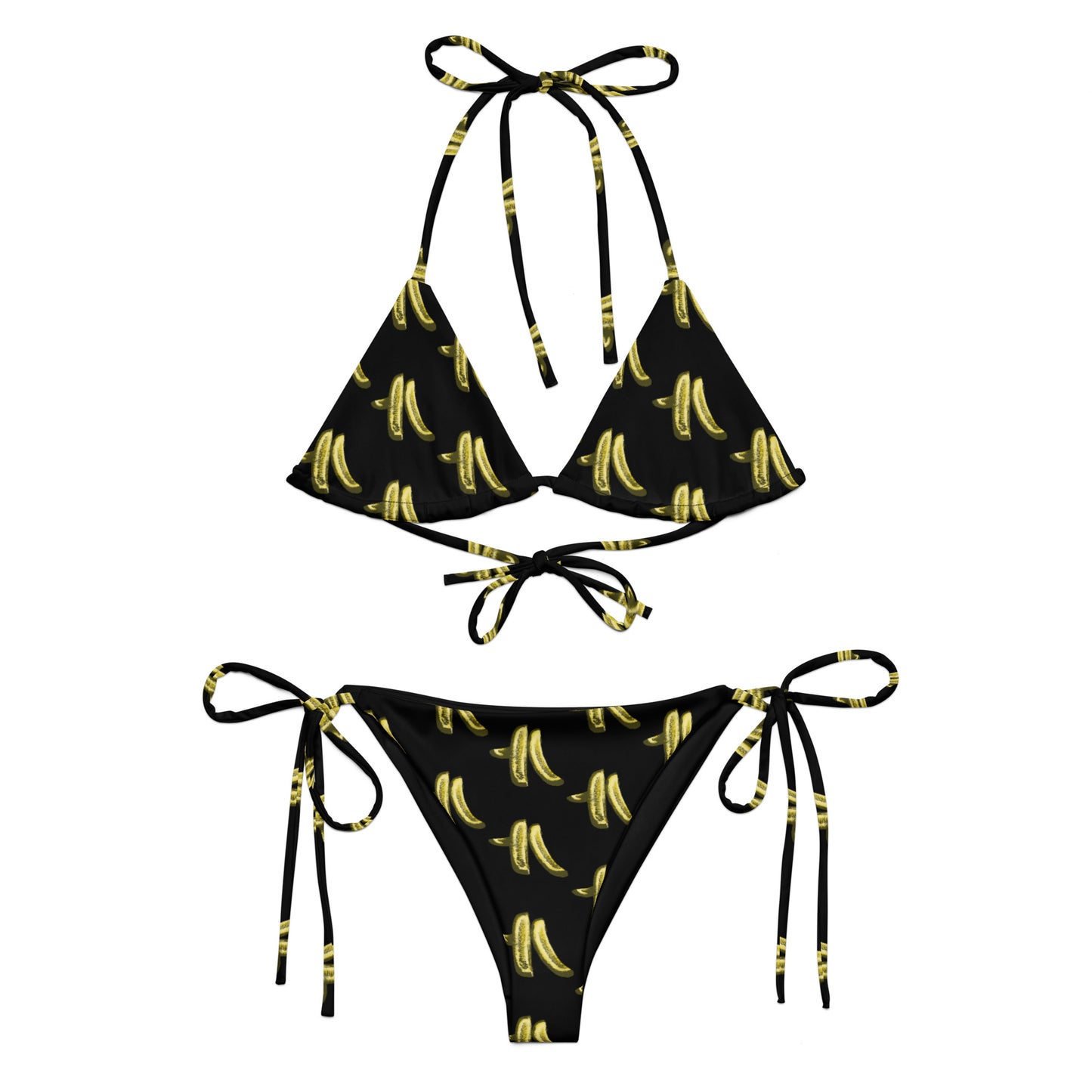 Black pickles bikini - Eat some pickles and lounge by the water in our eco-friendly Pickles Bikini! It’s made from soft recycled polyester with double-layering and UPF 50+. Perfect for the pool, the beach or a day out on the boat, this bikini has a unique pickle design made just for you. 