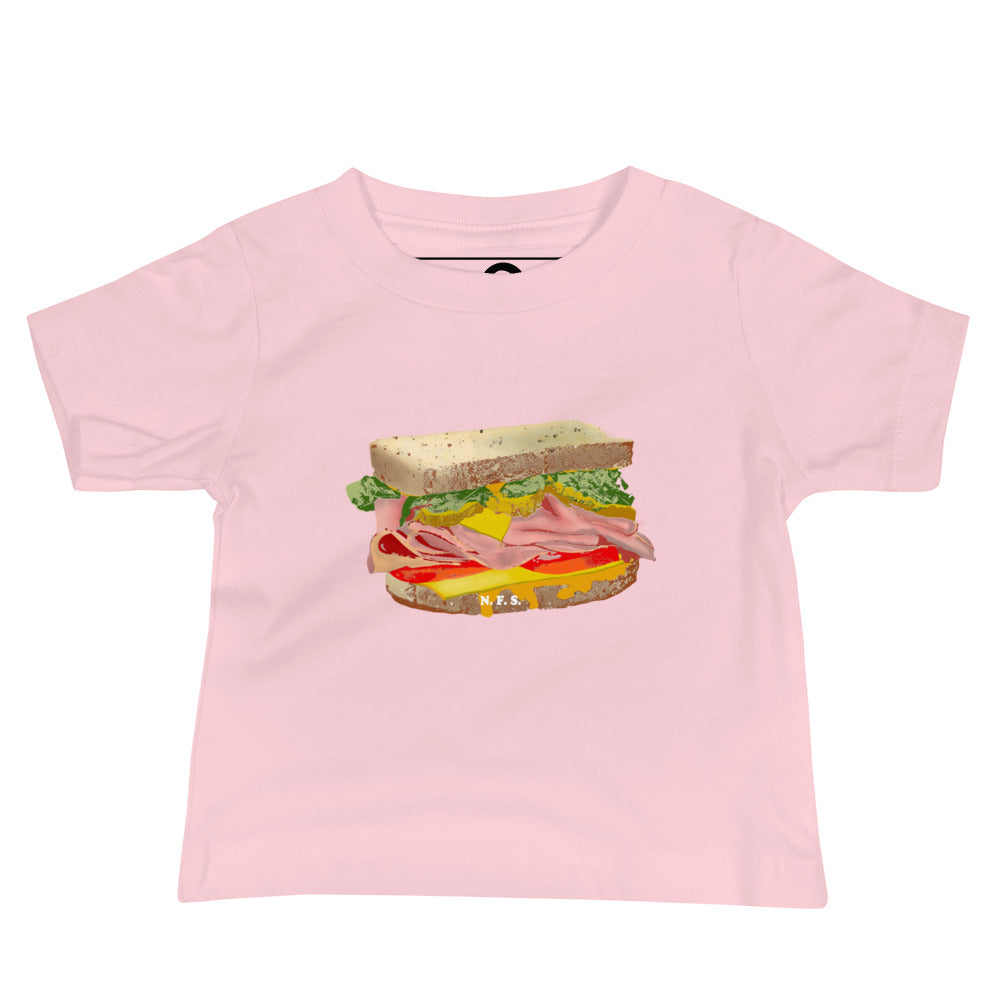 Pink  Baby T-Shirt with Funny Design - Our Sandwich T-Shirt for Babies is soft, comfortable, and makes a cute baby gift for a sandwich enthusiast. It has a hand drawn sandwich design, expertly printed on the front. Designed by Nina and made just for you!