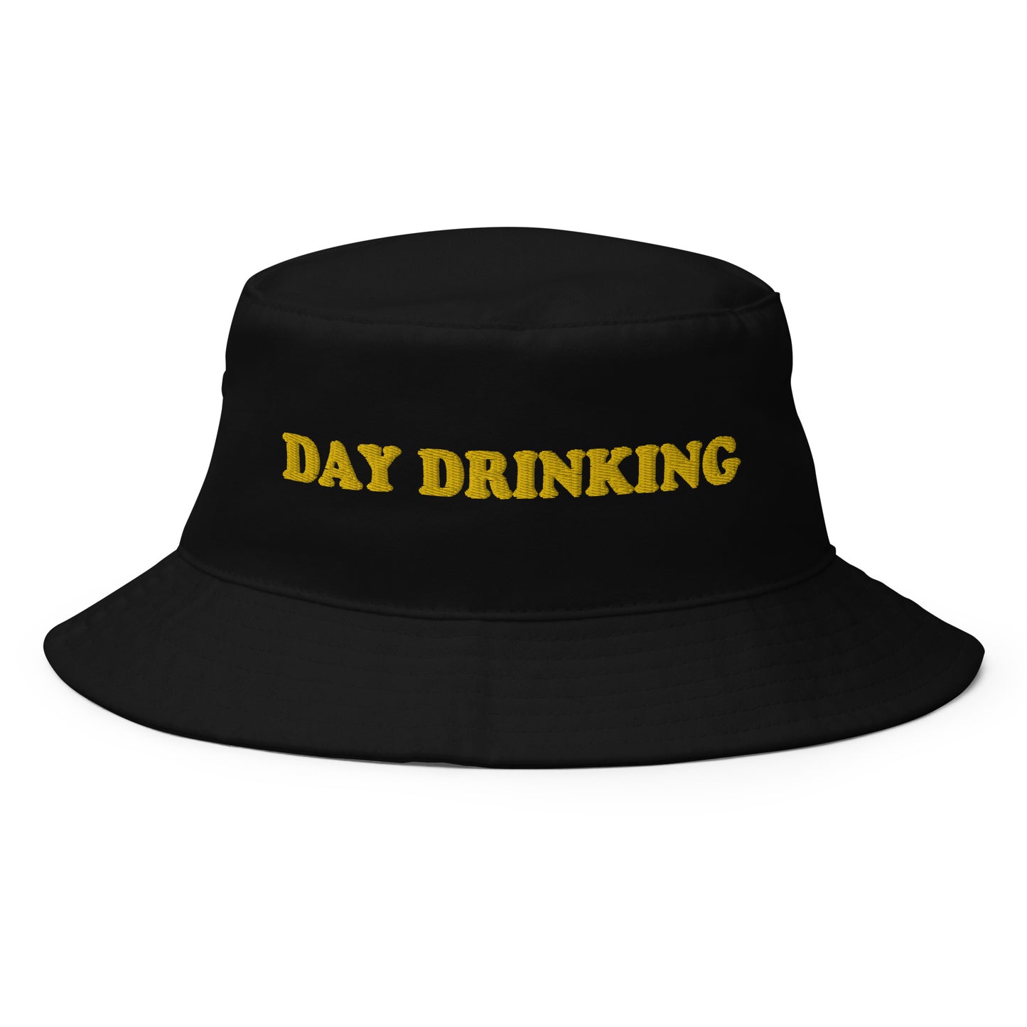 Black Day Drinking Hat - Looking for a funny bucket hat? A day drinking hat for summer? This Day Drinking Bucket Hat is just what you need! It's comfortable and comes in a variety of colors with a "day drinking", expertly embroidered across the front. The perfect bucket hat for day parties and everyday streetwear. 