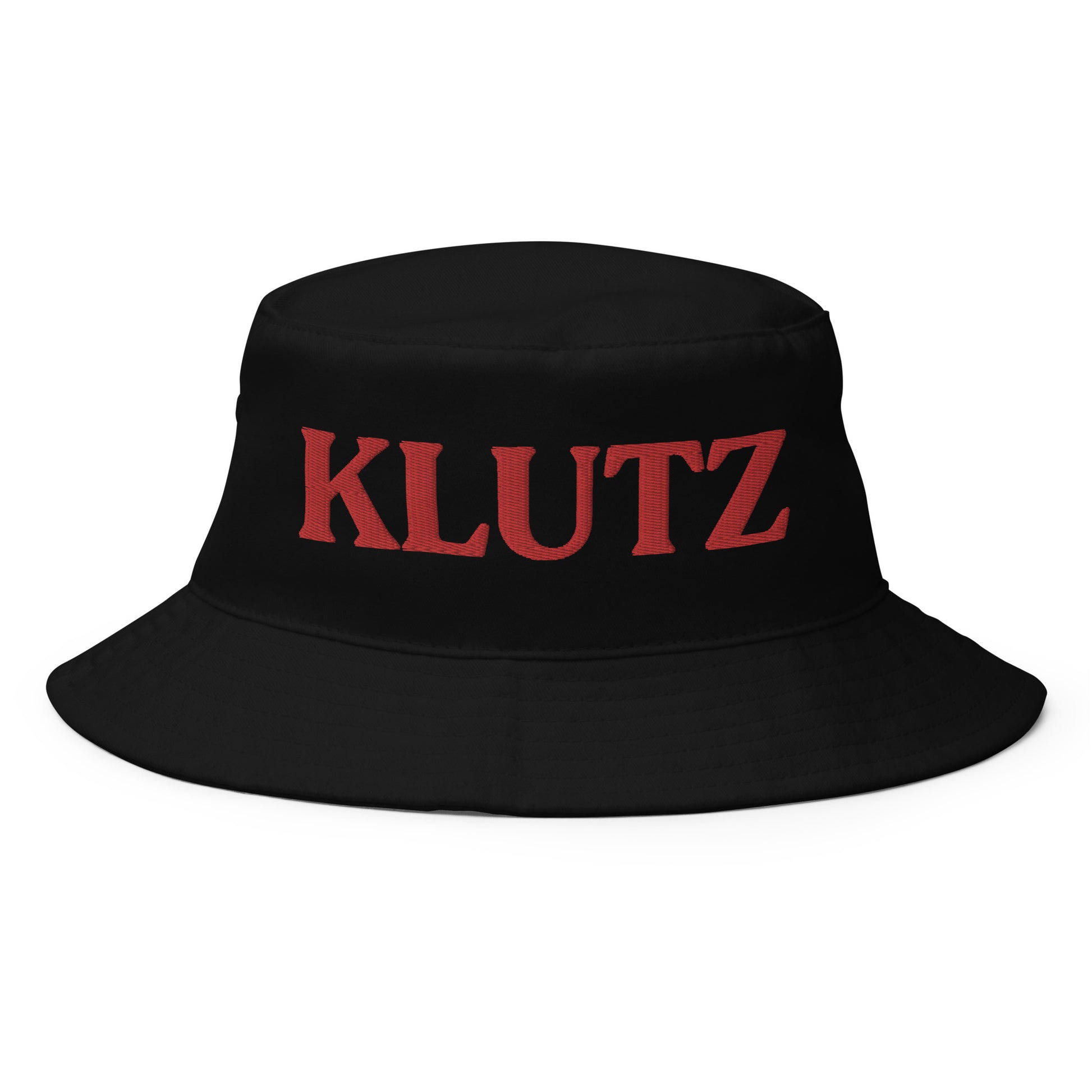 White Klutz Hat - Are you a klutz? Looking for a funny gift? Our Klutz Bucket Hat is made of 100% cotton and perfect for everyday streetwear. It's a funny bucket hat with "klutz", expertly embroidered on the front. Our funny and sarcastic apparel is designed by Nina and made just for you!