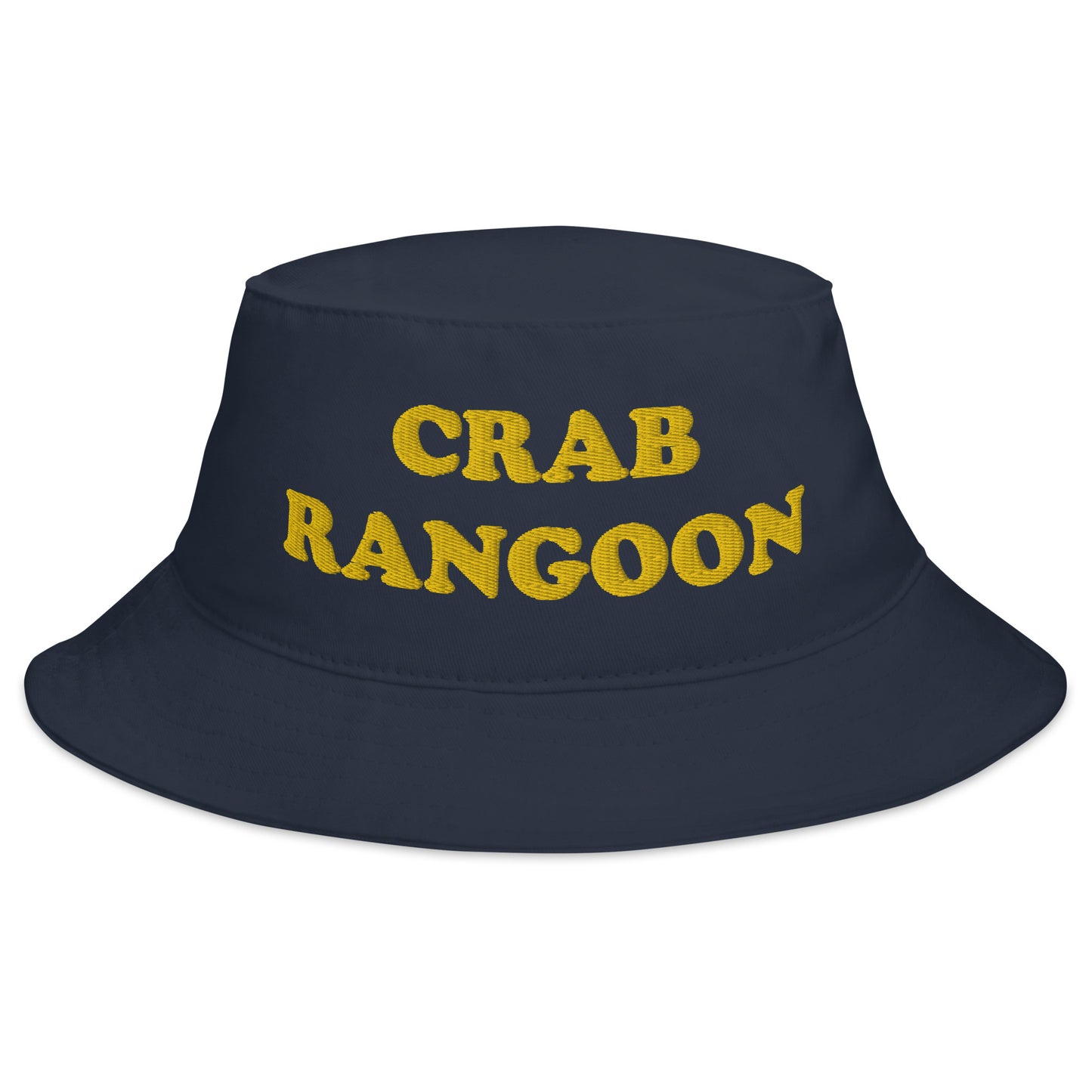 Navy  Crab Rangoon Bucket Hat - Love Crab Rangoon? Looking for a funny foodie hat? This Crab Rangoon Bucket Hat is just what you need! It's a quirky hat that's comfortable and comes in a variety of colors with "Charcuterie King", expertly embroidered across the front. The perfect weird hat for Crab Rangoon enthusiasts and foodies of all kinds.