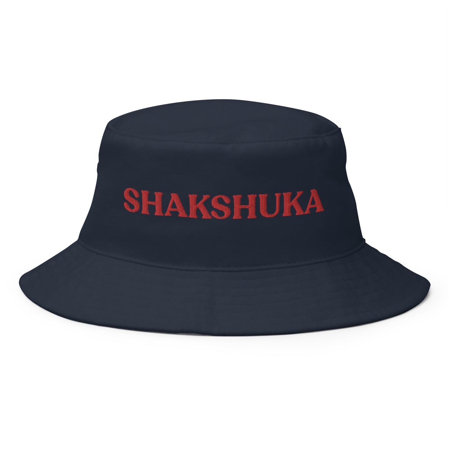 Navy Shakshuka Bucket Hat - Our Shakshuka Bucket Hat is made of 100% cotton and made just for you. It's a classic bucket hat with a funny food design, expertly embroidered on the front. It makes a great gift for shakshuka lovers and a unique everyday hat for foodies of all kinds. Celebrate your favorite foods in our funky foodie clothing and accessories.