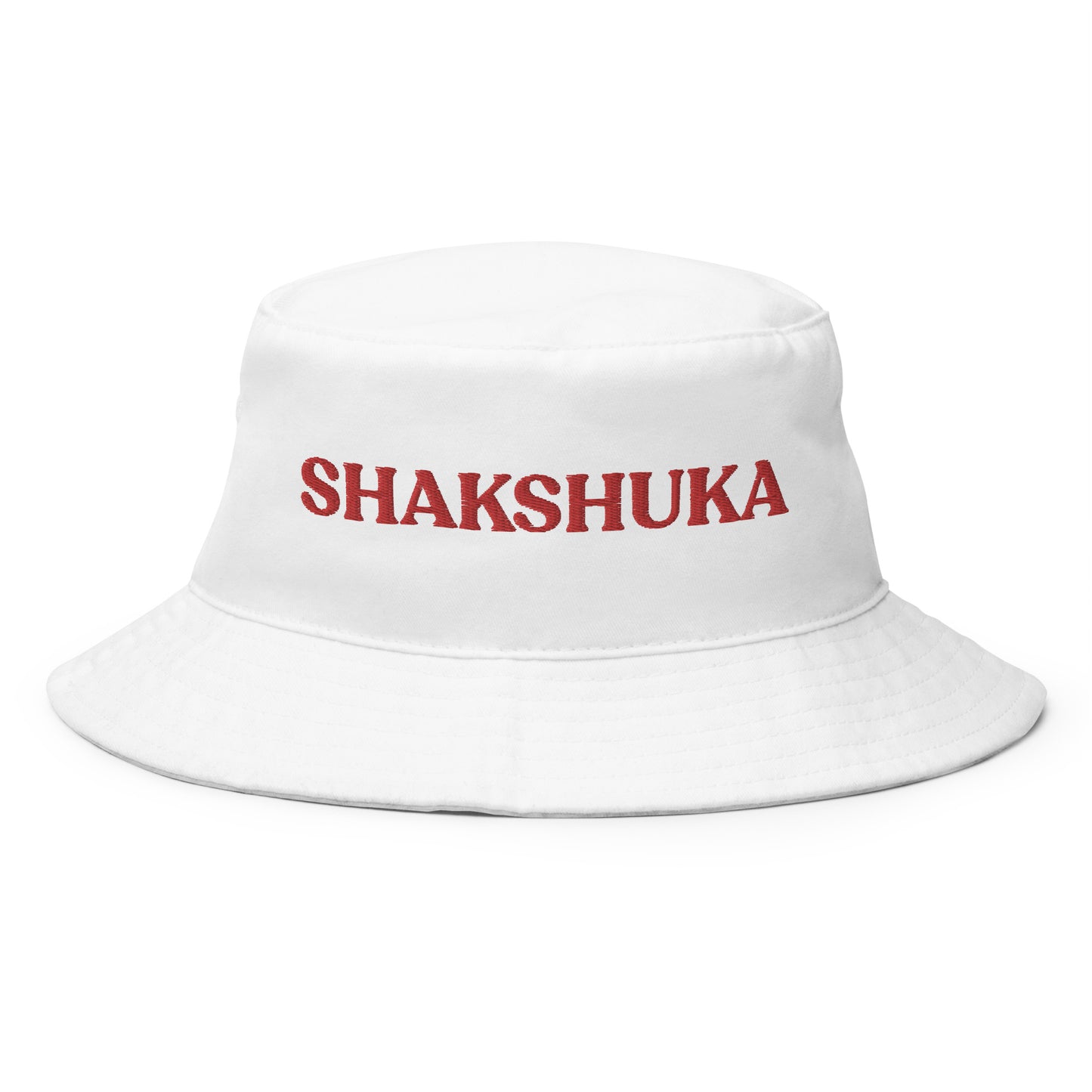 White Shakshuka Bucket Hat - Our Shakshuka Bucket Hat is made of 100% cotton and made just for you. It's a classic bucket hat with a funny food design, expertly embroidered on the front. It makes a great gift for shakshuka lovers and a unique everyday hat for foodies of all kinds. Celebrate your favorite foods in our funky foodie clothing and accessories.