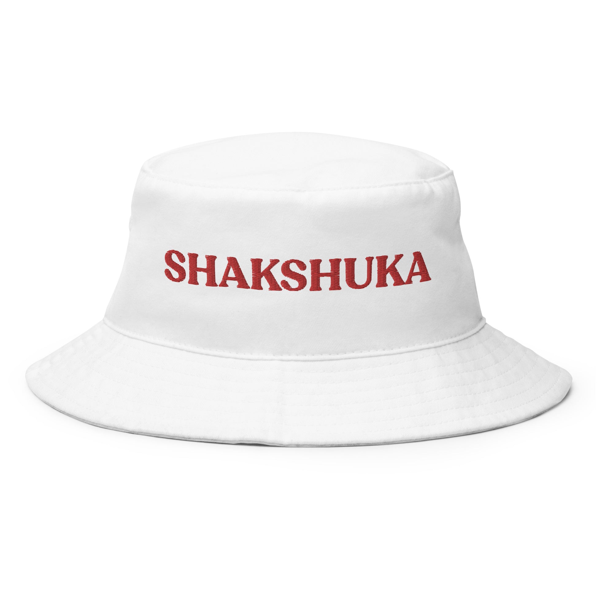 White Shakshuka Bucket Hat - Our Shakshuka Bucket Hat is made of 100% cotton and made just for you. It's a classic bucket hat with a funny food design, expertly embroidered on the front. It makes a great gift for shakshuka lovers and a unique everyday hat for foodies of all kinds. Celebrate your favorite foods in our funky foodie clothing and accessories.