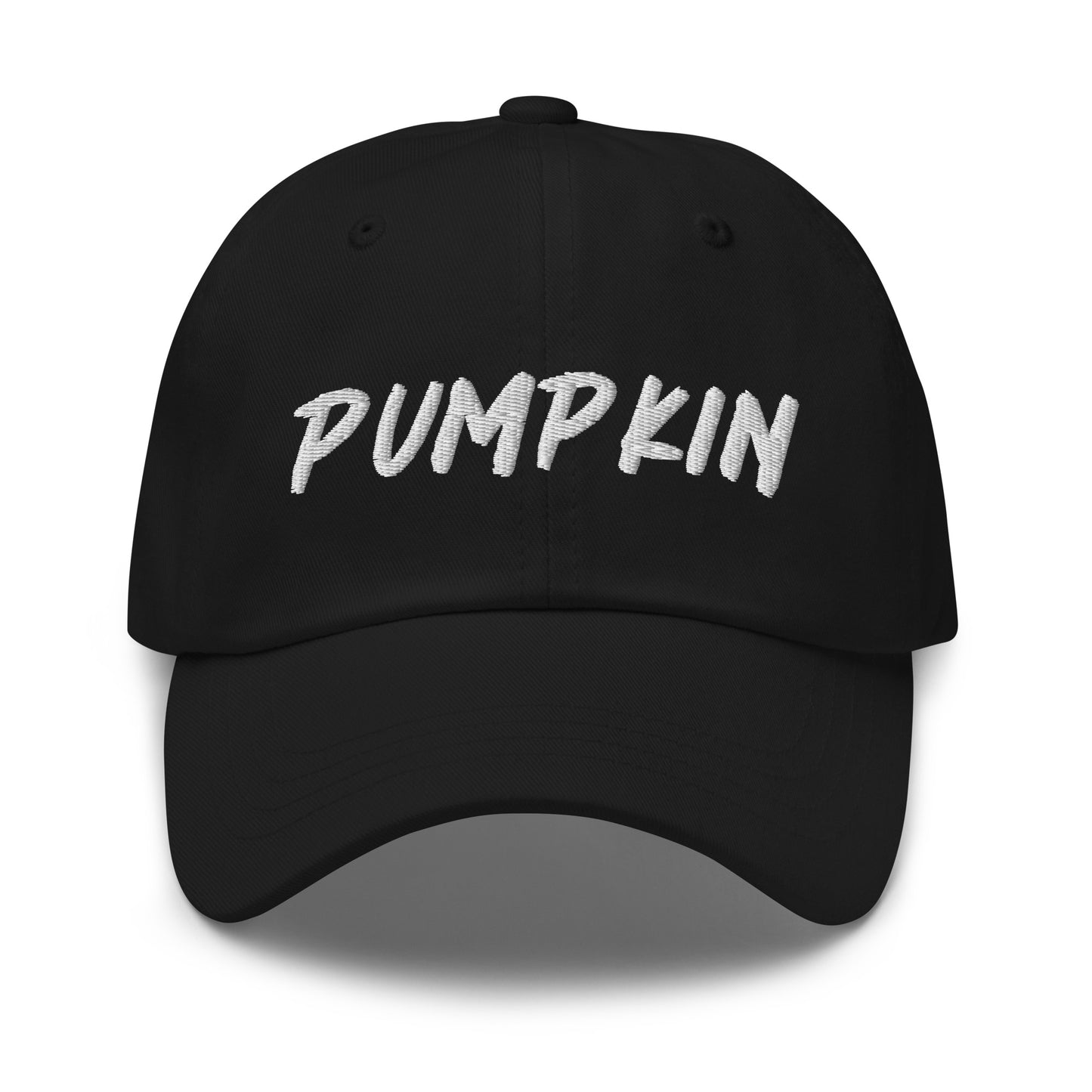 Black pumpkin dad hat from Nina's Funky Shop by ninanush - This pumpkin dad hat is not just for dads! It's a unisex dad hat, embroidered with the word "pumpkin" on the front. A classic dad hat for spooky season enthusiasts and pumpkin lovers of all kinds. Add a little personality to your everyday style with our unique pumpkin hat, designed by Nina and made just for you.