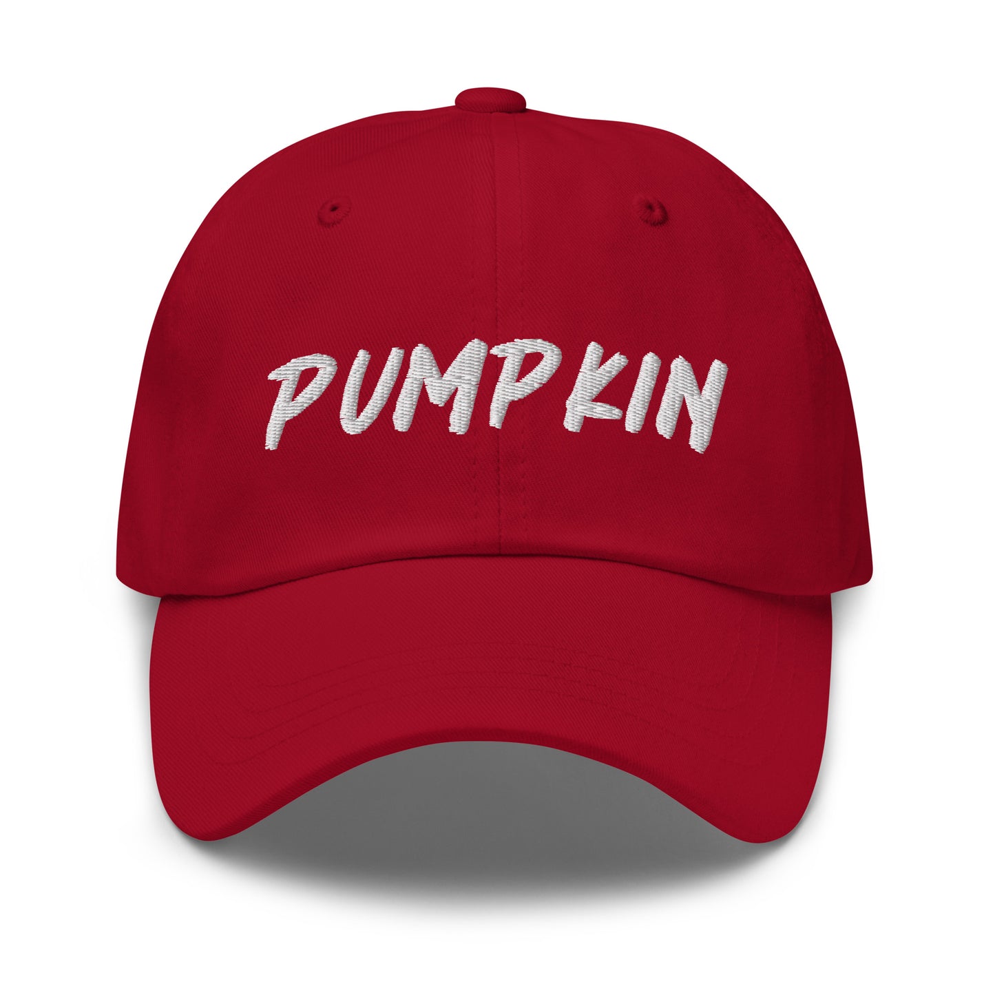 Red pumpkin dad hat from Nina's Funky Shop by ninanush - This pumpkin dad hat is not just for dads! It's a unisex dad hat, embroidered with the word "pumpkin" on the front. A classic dad hat for spooky season enthusiasts and pumpkin lovers of all kinds. Add a little personality to your everyday style with our unique pumpkin hat, designed by Nina and made just for you.