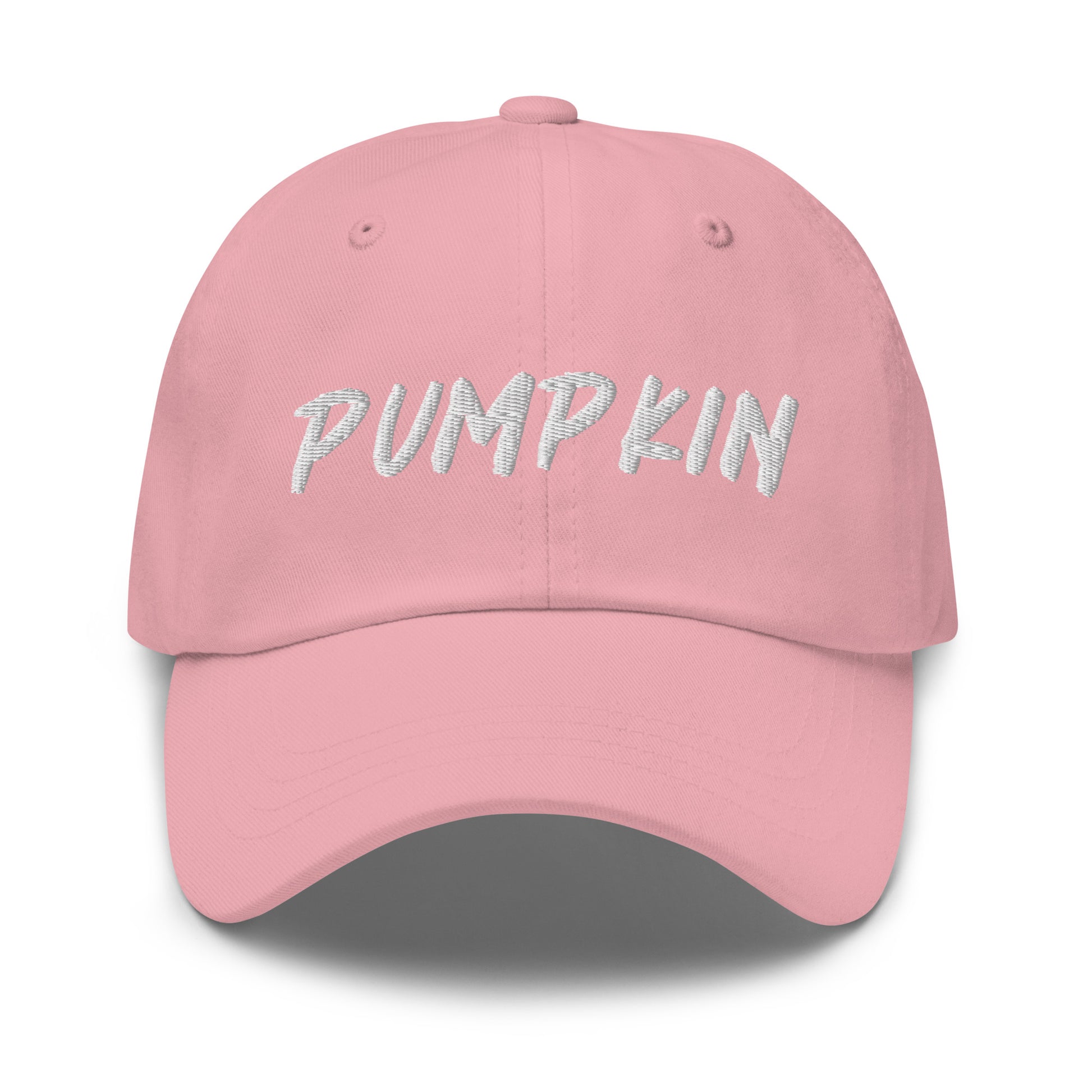 Pink pumpkin dad hat from Nina's Funky Shop by ninanush - This pumpkin dad hat is not just for dads! It's a unisex dad hat, embroidered with the word "pumpkin" on the front. A classic dad hat for spooky season enthusiasts and pumpkin lovers of all kinds. Add a little personality to your everyday style with our unique pumpkin hat, designed by Nina and made just for you.