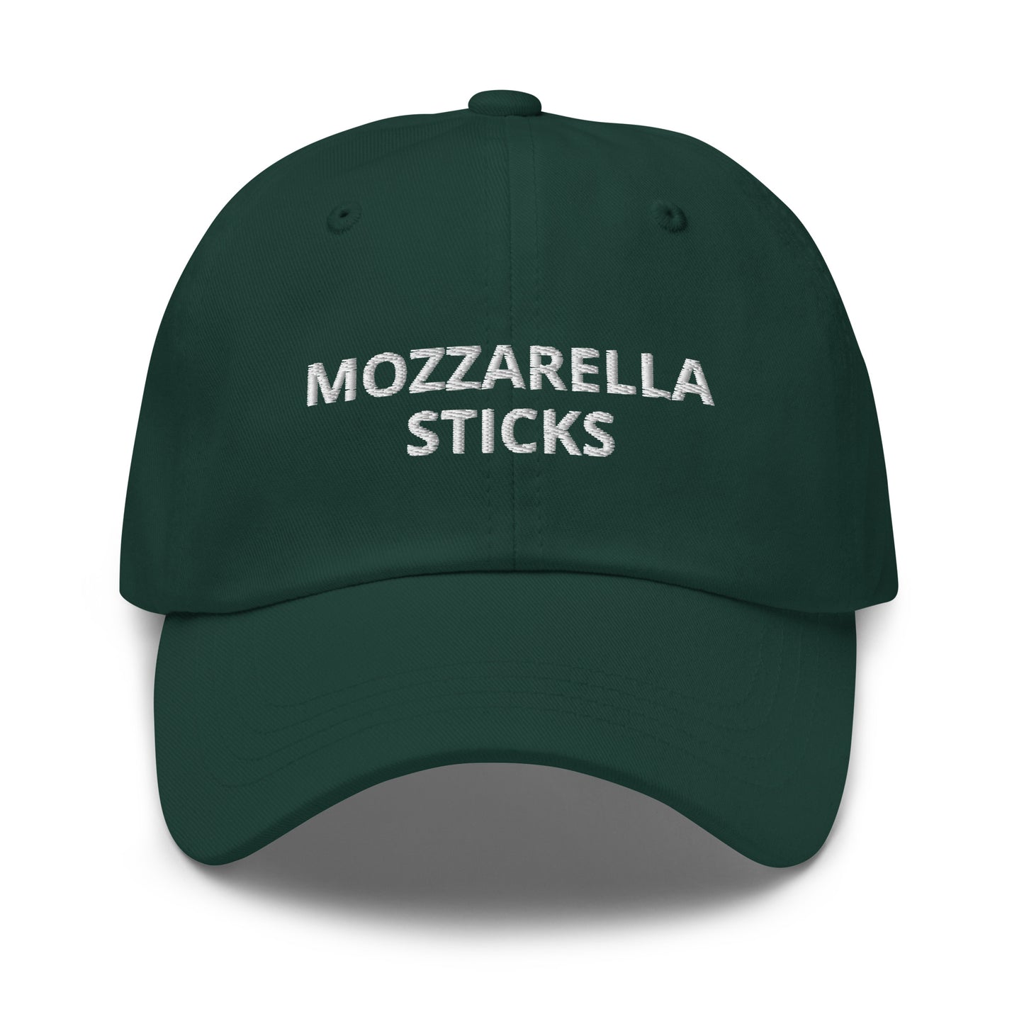 Green Mozzarella sticks Hat - Love mozzarella sticks? Our Mozzarella Sticks Hat is comfortable, adjustable and made just for you. Eat mozzarella sticks in style or give is as a gift for your favorite cheese loving foodie.