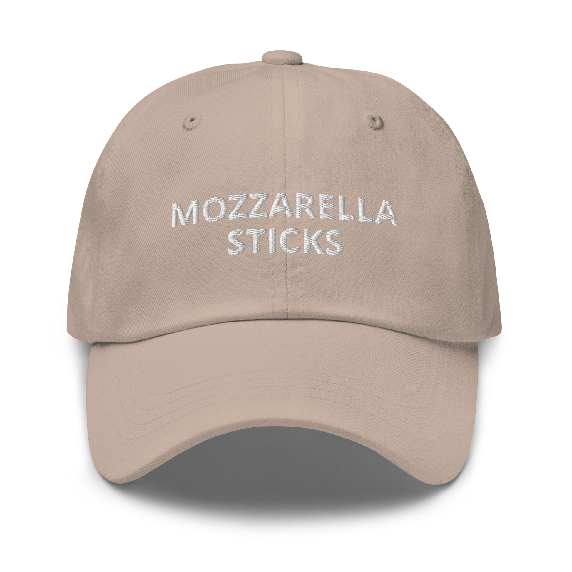 Stone Mozzarella sticks Hat - Love mozzarella sticks? Our Mozzarella Sticks Hat is comfortable, adjustable and made just for you. Eat mozzarella sticks in style or give is as a gift for your favorite cheese loving foodie.