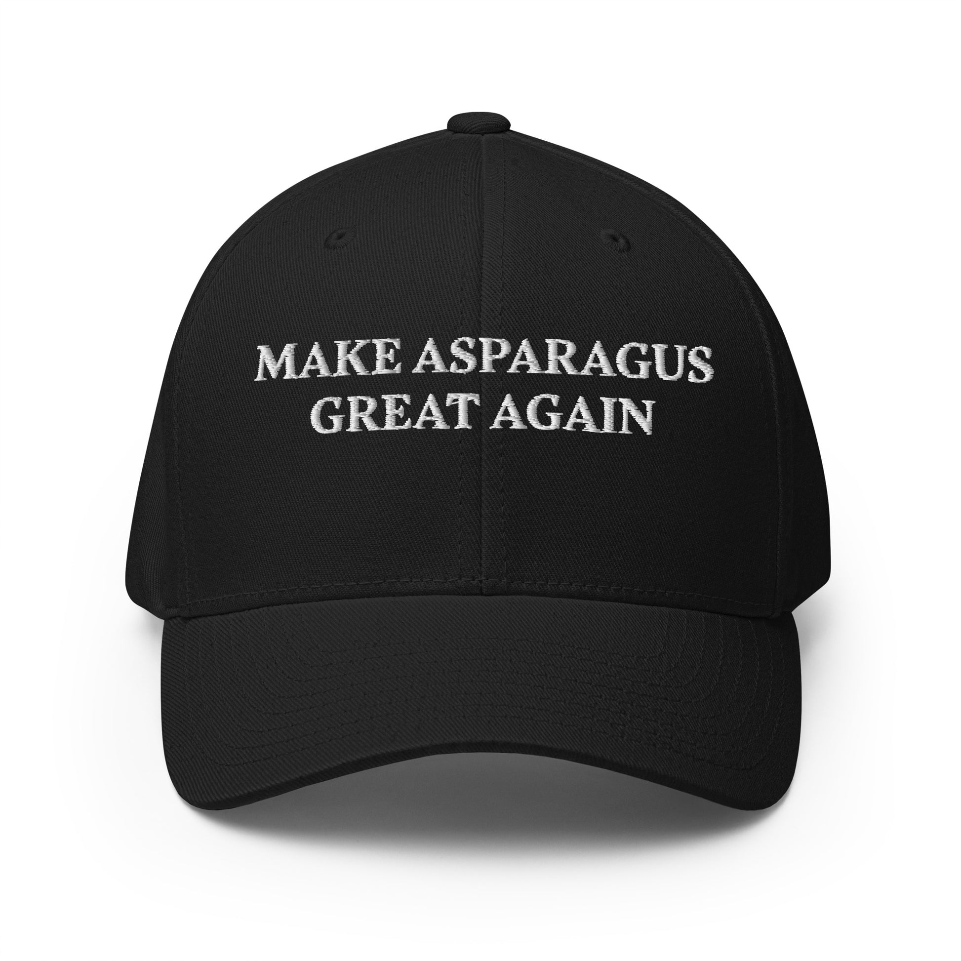 Black sarcastic MAGA hat from Nina's Funky Shop by ninanush - Love asparagus? This Make Asparagus Great Again Hat is funny and sarcastic. Available in two sizes with an elastic stretch band, this hat is comfortable, comes in a variety of colors and is made just for you. It has an athletic shape with a curved visor and a sarcastic MAGA saying, expertly embroidered on the front.