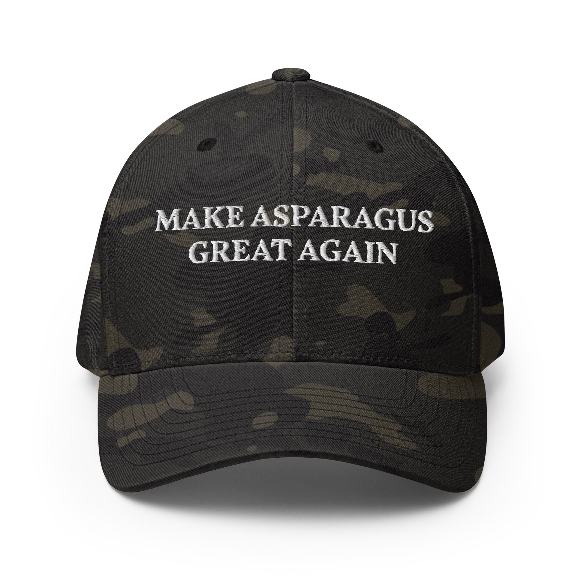 Camo fake MAGA hat from Nina's Funky Shop by ninanush - Love asparagus? This Make Asparagus Great Again Hat is funny and sarcastic. Available in two sizes with an elastic stretch band, this hat is comfortable, comes in a variety of colors and is made just for you. It has an athletic shape with a curved visor and a sarcastic MAGA saying, expertly embroidered on the front.