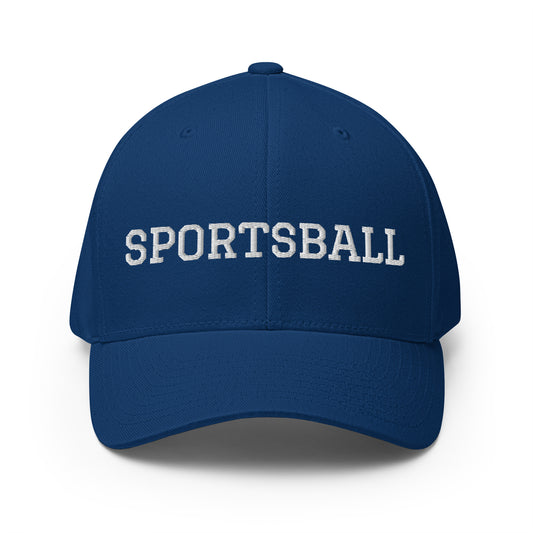 Blue - This Sportsball Hat is funny, sarcastic and perfect for all your game day activities. Available in two sizes with an elastic stretch band, this hat is comfortable, comes in a variety of colors and is made just for you. It has an athletic shape with a curved visor and a sarcastic sports fan design, expertly embroidered on the front. 
