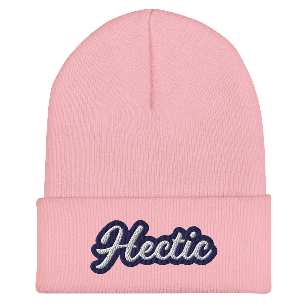 Pink Hectic Beanie from Nina's Funky Shop by ninanush - Stand out in our Hectic beanie. It's warm and cozy with the word "hectic", expertly embroidered on the front. This hectic hat comes in a variety of bold colors and makes the perfect accessory for everyday streetwear or gift for a hectic friend. It's a statement hat, designed by Nina and made just for you!