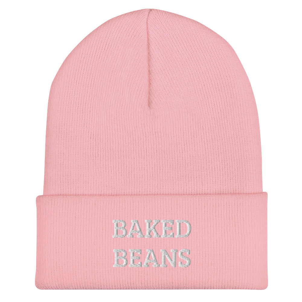 Light Pink baked beans beanie from Nina's Funky Shop by ninanush - Do you love baked beans? Looking for a unique funny gift? Our Baked Beans Beanie is the perfect funky hat for baked bean enthusiasts of all kinds. This funny foodie beanie comes in a variety of colors, each expertly embroidered with the words "Baked beans". A unique accessory for bean lovers, designed by Nina.