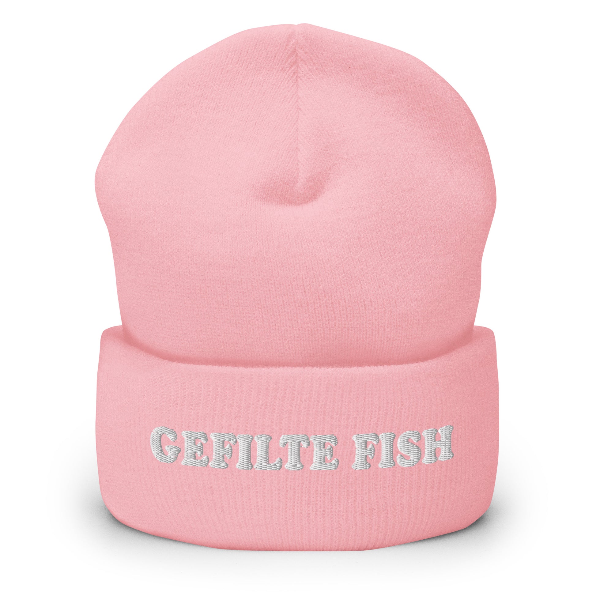 Pink Gefilte Fish Hat - Our Gefilte Fish Beanie is warm, cozy and embroidered just for you! It's a weird beanie for gefilte fish enthusiasts that comes in a variety of colors. A perfect Jewish foodie hat for everyday wear or a funny gift for an Ashkenazi.