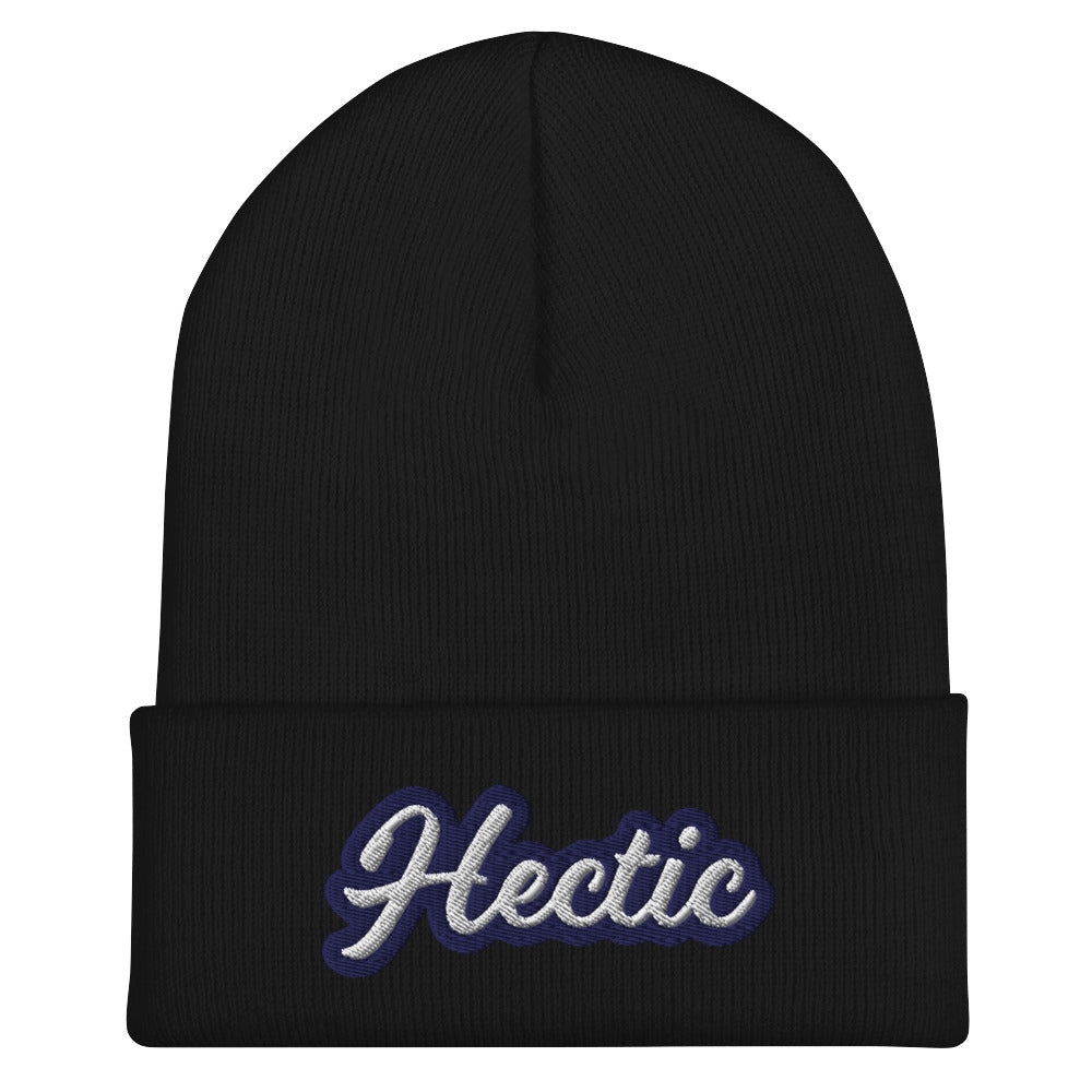 Black Hectic Beanie from Nina's Funky Shop by ninanush - Stand out in our Hectic beanie. It's warm and cozy with the word "hectic", expertly embroidered on the front. This hectic hat comes in a variety of bold colors and makes the perfect accessory for everyday streetwear or gift for a hectic friend. It's a statement hat, designed by Nina and made just for you!