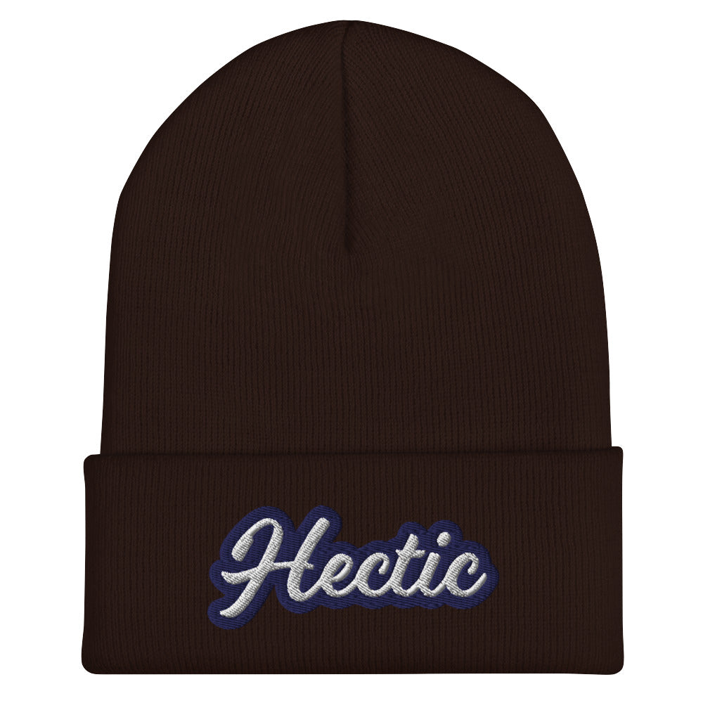 Brown Hectic Beanie from Nina's Funky Shop by ninanush - Stand out in our Hectic beanie. It's warm and cozy with the word "hectic", expertly embroidered on the front. This hectic hat comes in a variety of bold colors and makes the perfect accessory for everyday streetwear or gift for a hectic friend. It's a statement hat, designed by Nina and made just for you!