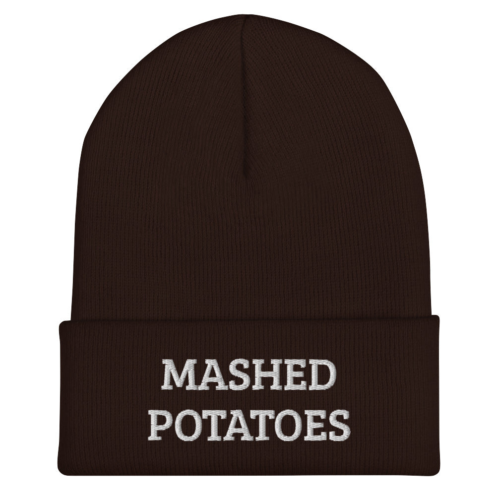 Brown Mashed Potatoes Beanie from Nina's Funky Shop by ninanush - Do you love mashed potatoes? Are you looking for a funny gift for a foodie friend? Our Mashed Potatoes Beanie is warm, cozy and the perfect funky hat for potato enthusiasts of all kinds. Show off in this funny foodie beanie. It's a statement hat for mashed potato lovers, designed by Nina and made just for you!