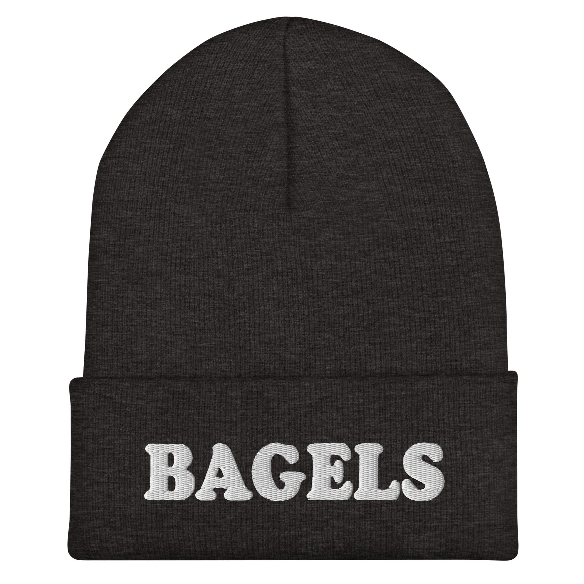 Dark Gray Love bagels? Looking for a gift for a bagel enthusiast? Our cozy and comfortable Bagels beanie is expertly embroidered just for you. It's perfect hat for bagel lovers and foodies of all kinds.