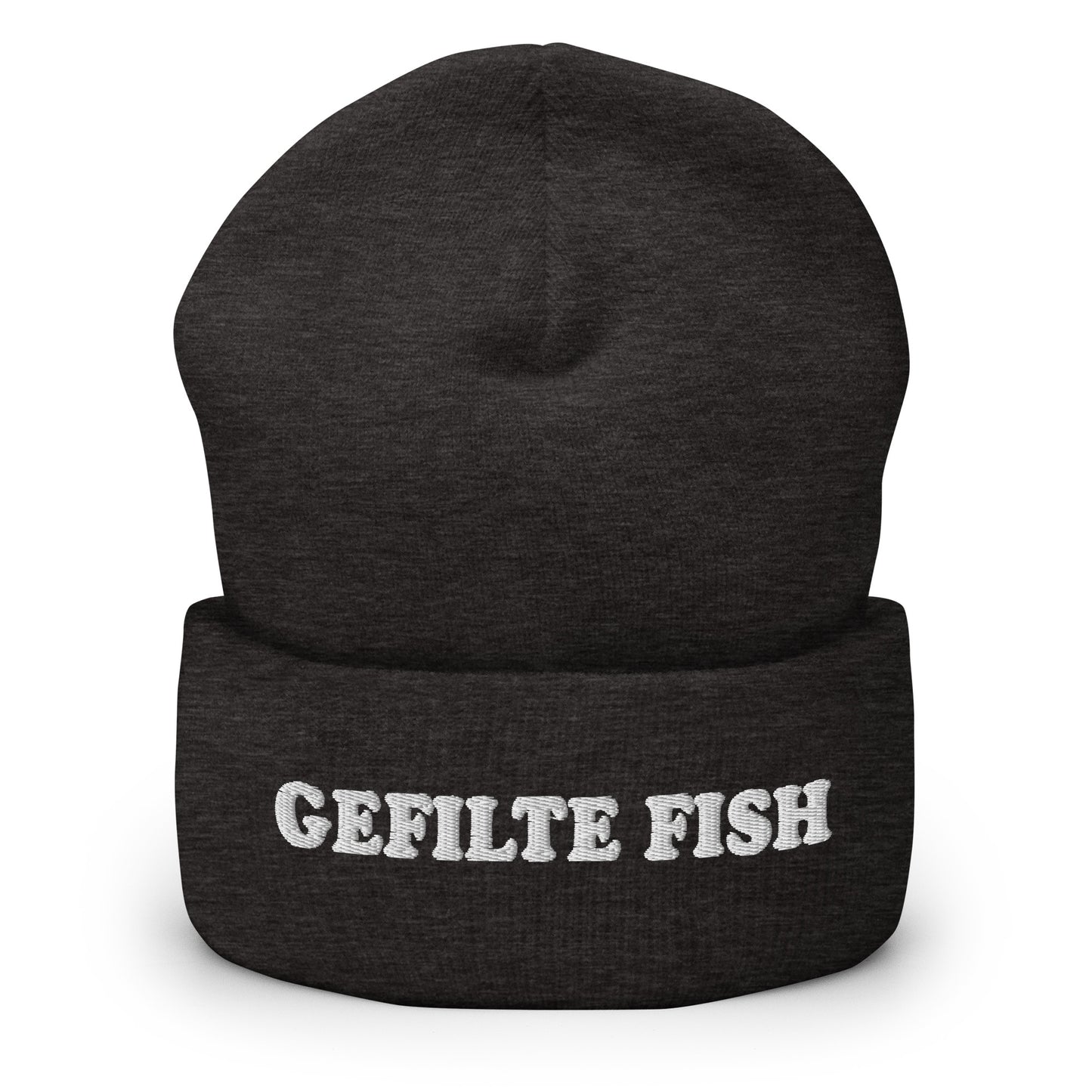 Gray Gefilte Fish Hat - Our Gefilte Fish Beanie is warm, cozy and embroidered just for you! It's a weird beanie for gefilte fish enthusiasts that comes in a variety of colors. A perfect Jewish foodie hat for everyday wear or a funny gift for an Ashkenazi.