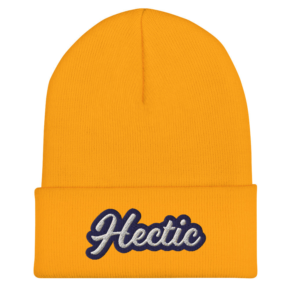 Yellow Hectic Beanie from Nina's Funky Shop by ninanush - Stand out in our Hectic beanie. It's warm and cozy with the word "hectic", expertly embroidered on the front. This hectic hat comes in a variety of bold colors and makes the perfect accessory for everyday streetwear or gift for a hectic friend. It's a statement hat, designed by Nina and made just for you!