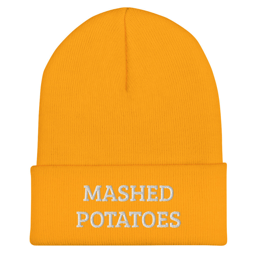 Yellow Mashed Potatoes Beanie from Nina's Funky Shop by ninanush - Do you love mashed potatoes? Are you looking for a funny gift for a foodie friend? Our Mashed Potatoes Beanie is warm, cozy and the perfect funky hat for potato enthusiasts of all kinds. Show off in this funny foodie beanie. It's a statement hat for mashed potato lovers, designed by Nina and made just for you!