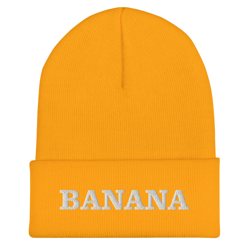 Yellow Banana Beanie from Nina's Funky Shop by ninanush - Our Banana Beanie is warm, cozy and made just for you! It comes in a variety of colors, each expertly embroidered with "Banana" across the front. A statement hat for banana enthusiasts and foodies of all kinds. Celebrate your favorite foods in our funky foodie apparel.