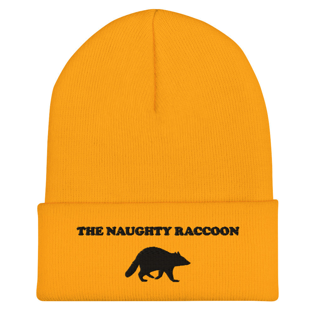 Yellow beanie with a naughty raccoon embroidery from Nina's Funky Shop by ninanush - Love Raccoons? Our Naughty Raccoon Beanie is warm, cozy and the perfect funny hat for raccoon enthusiasts of all kinds. This unique foodie beanie is snug, formfitting, and comes in a variety of colors, each expertly embroidered with the "The Naughty Raccoon" and a raccoon silhouette. A unique accessory for raccoon lovers, designed by Nina and made just for you!