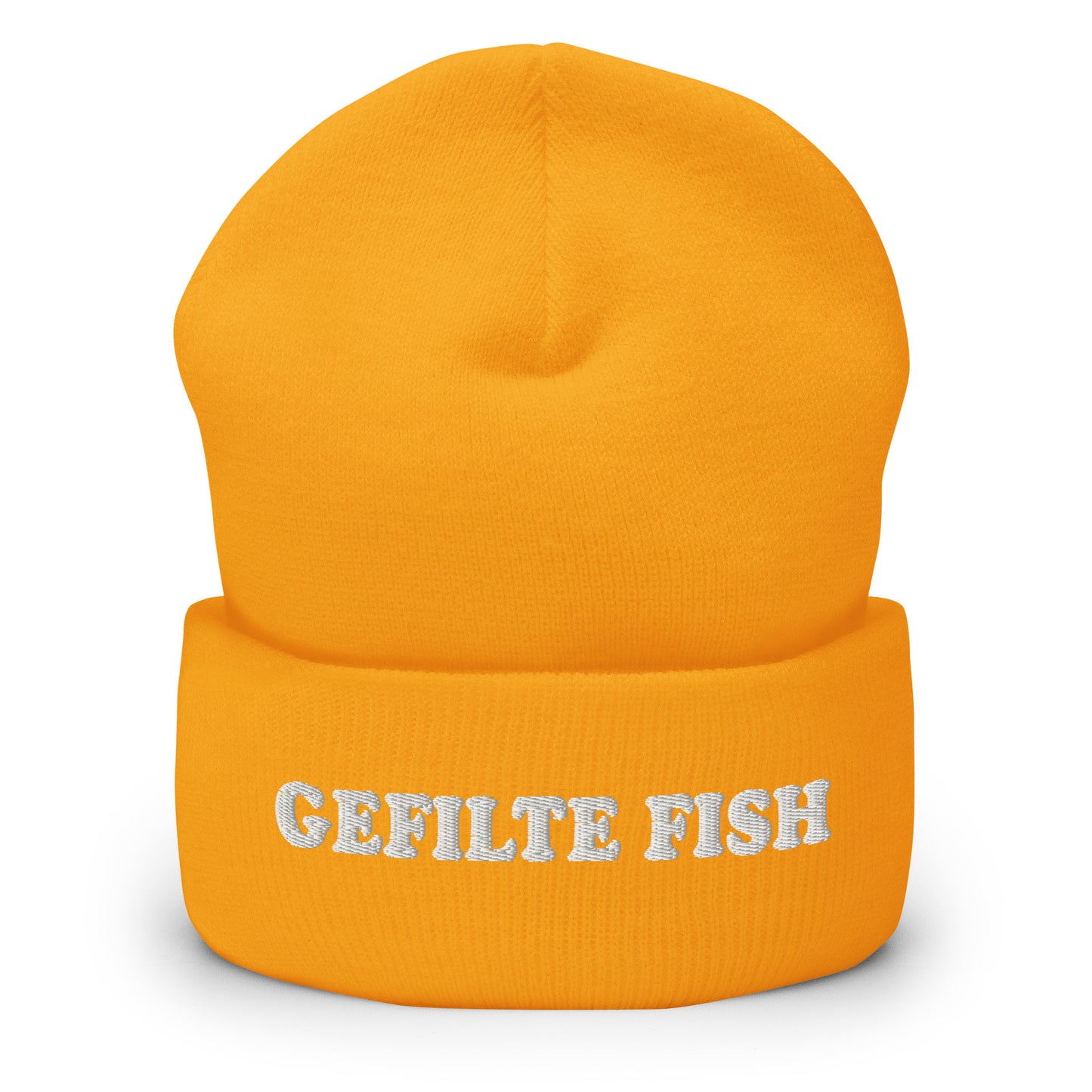 Yellow Gefilte Fish Hat - Our Gefilte Fish Beanie is warm, cozy and embroidered just for you! It's a weird beanie for gefilte fish enthusiasts that comes in a variety of colors. A perfect Jewish foodie hat for everyday wear or a funny gift for an Ashkenazi.