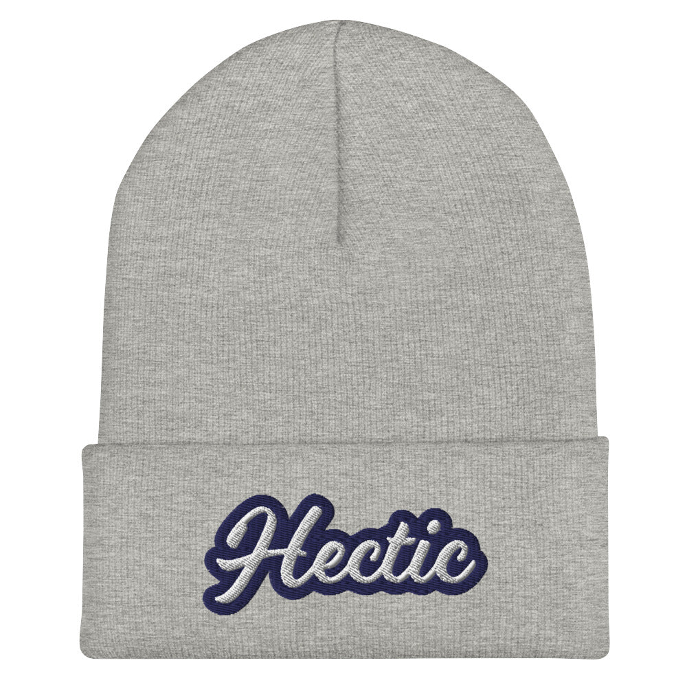 Light gray Hectic Beanie from Nina's Funky Shop by ninanush - Stand out in our Hectic beanie. It's warm and cozy with the word "hectic", expertly embroidered on the front. This hectic hat comes in a variety of bold colors and makes the perfect accessory for everyday streetwear or gift for a hectic friend. It's a statement hat, designed by Nina and made just for you!