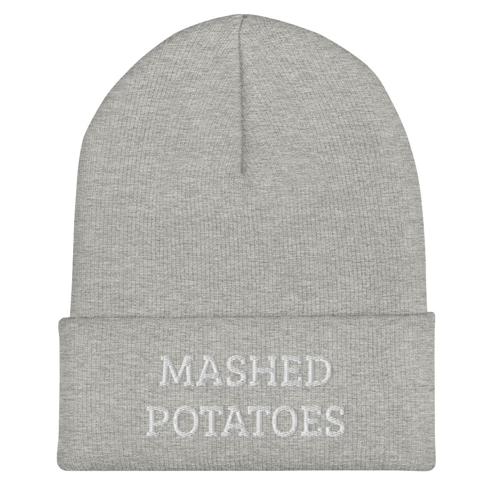 Light Gray Mashed Potatoes Beanie from Nina's Funky Shop by ninanush - Do you love mashed potatoes? Are you looking for a funny gift for a foodie friend? Our Mashed Potatoes Beanie is warm, cozy and the perfect funky hat for potato enthusiasts of all kinds. Show off in this funny foodie beanie. It's a statement hat for mashed potato lovers, designed by Nina and made just for you!