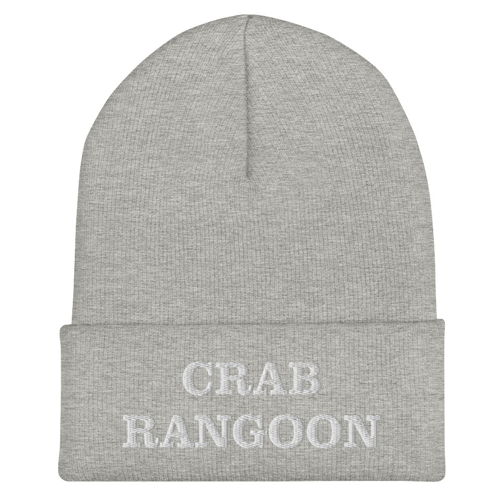 Light Gray Crab Rangoon Beanie from Nina's Funky Shop by ninanush - Love Crab Rangoon? Looking for a funny foodie gift? Our Crab Rangoon Beanie is warm, cozy and the perfect cold weather hat for foodies of all kinds. It comes in a variety of colors, expertly embroidered with "Crab Rangoon". Celebrate your favorite foods in our funky foodie apparel, designed by Nina and made just for you!