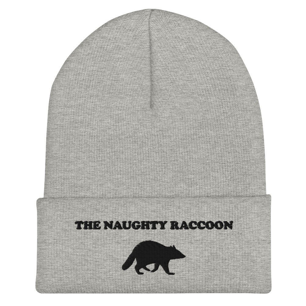 Gray beanie with a naughty raccoon embroidery from Nina's Funky Shop by ninanush - Love Raccoons? Our Naughty Raccoon Beanie is warm, cozy and the perfect funny hat for raccoon enthusiasts of all kinds. This unique foodie beanie is snug, formfitting, and comes in a variety of colors, each expertly embroidered with the "The Naughty Raccoon" and a raccoon silhouette. A unique accessory for raccoon lovers, designed by Nina and made just for you! 