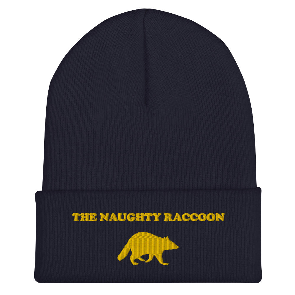 Navy beanie with a naughty raccoon embroidery from Nina's Funky Shop by ninanush - Love Raccoons? Our Naughty Raccoon Beanie is warm, cozy and the perfect funny hat for raccoon enthusiasts of all kinds. This unique foodie beanie is snug, formfitting, and comes in a variety of colors, each expertly embroidered with the "The Naughty Raccoon" and a raccoon silhouette. A unique accessory for raccoon lovers, designed by Nina and made just for you!