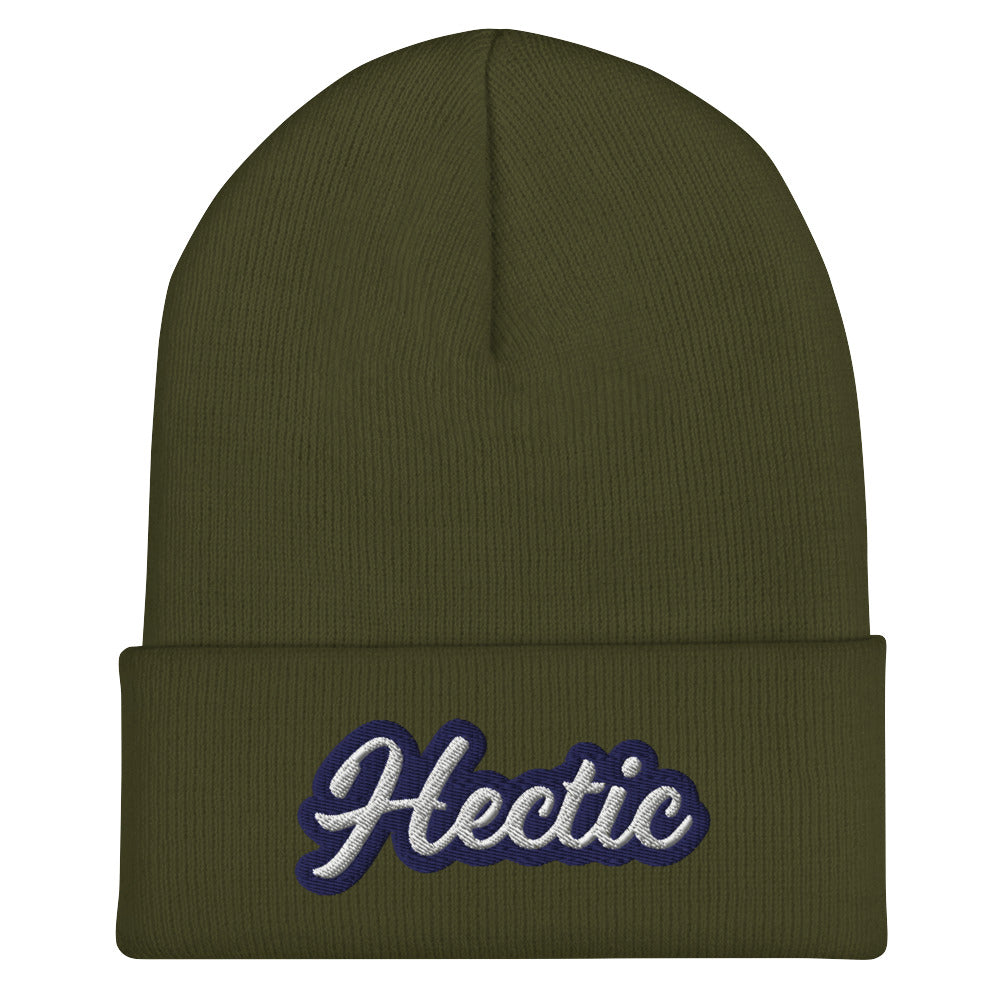 Army green Hectic Beanie from Nina's Funky Shop by ninanush - Stand out in our Hectic beanie. It's warm and cozy with the word "hectic", expertly embroidered on the front. This hectic hat comes in a variety of bold colors and makes the perfect accessory for everyday streetwear or gift for a hectic friend. It's a statement hat, designed by Nina and made just for you!