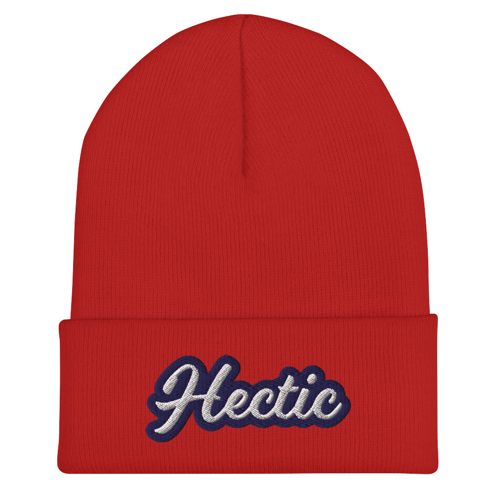 Red Hectic Beanie from Nina's Funky Shop by ninanush - Stand out in our Hectic beanie. It's warm and cozy with the word "hectic", expertly embroidered on the front. This hectic hat comes in a variety of bold colors and makes the perfect accessory for everyday streetwear or gift for a hectic friend. It's a statement hat, designed by Nina and made just for you!