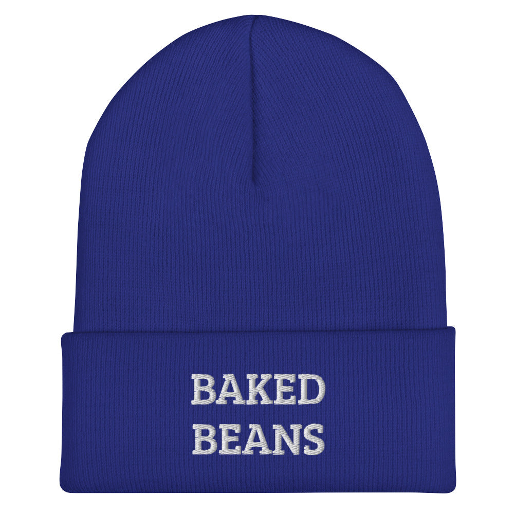 Royal Blue baked beans beanie from Nina's Funky Shop by ninanush - Do you love baked beans? Looking for a unique funny gift? Our Baked Beans Beanie is the perfect funky hat for baked bean enthusiasts of all kinds. This funny foodie beanie comes in a variety of colors, each expertly embroidered with the words "Baked beans". A unique accessory for bean lovers, designed by Nina.