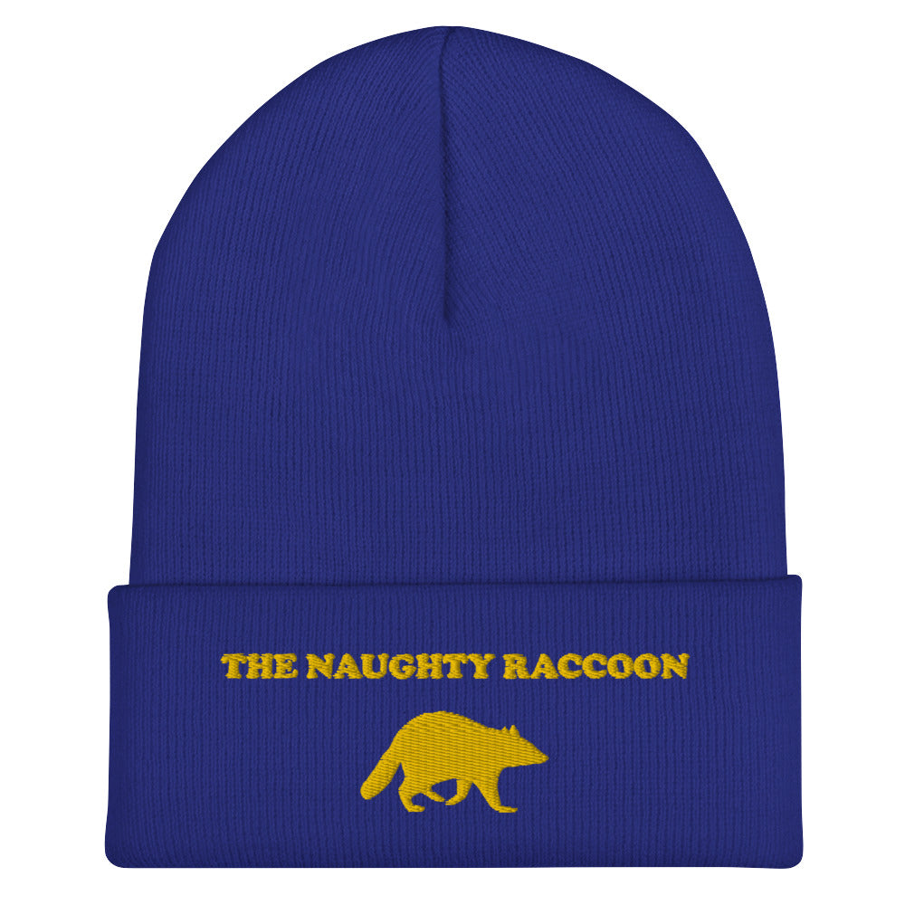 Royal Blue beanie with a naughty raccoon embroidery from Nina's Funky Shop by ninanush - Love Raccoons? Our Naughty Raccoon Beanie is warm, cozy and the perfect funny hat for raccoon enthusiasts of all kinds. This unique foodie beanie is snug, formfitting, and comes in a variety of colors, each expertly embroidered with the "The Naughty Raccoon" and a raccoon silhouette. A unique accessory for raccoon lovers, designed by Nina and made just for you!