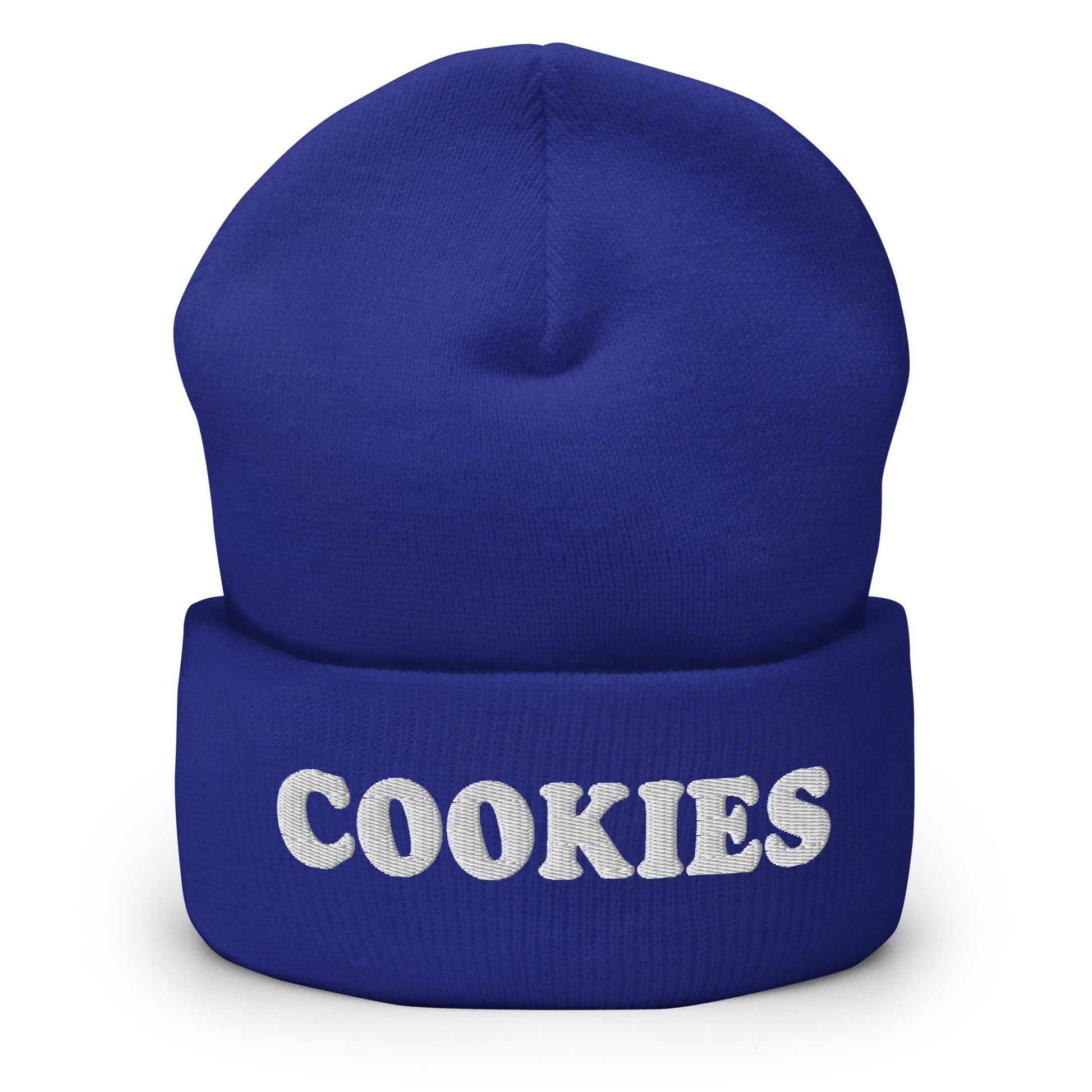 Royal Blue Are you a cookie enthusiast? Looking for a gift for a aficionado? Our cozy and comfortable Cookie Beanie is expertly embroidered just for you. It's a perfect hat for cookie lovers and foodies of all kinds.