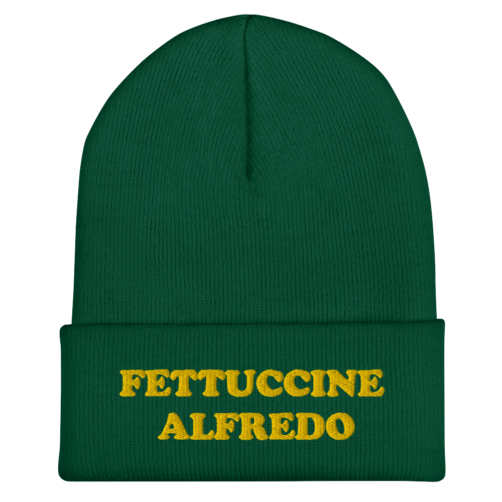 Fettuccine Alfredo Cuffed Beanie - Yellow Embroidery