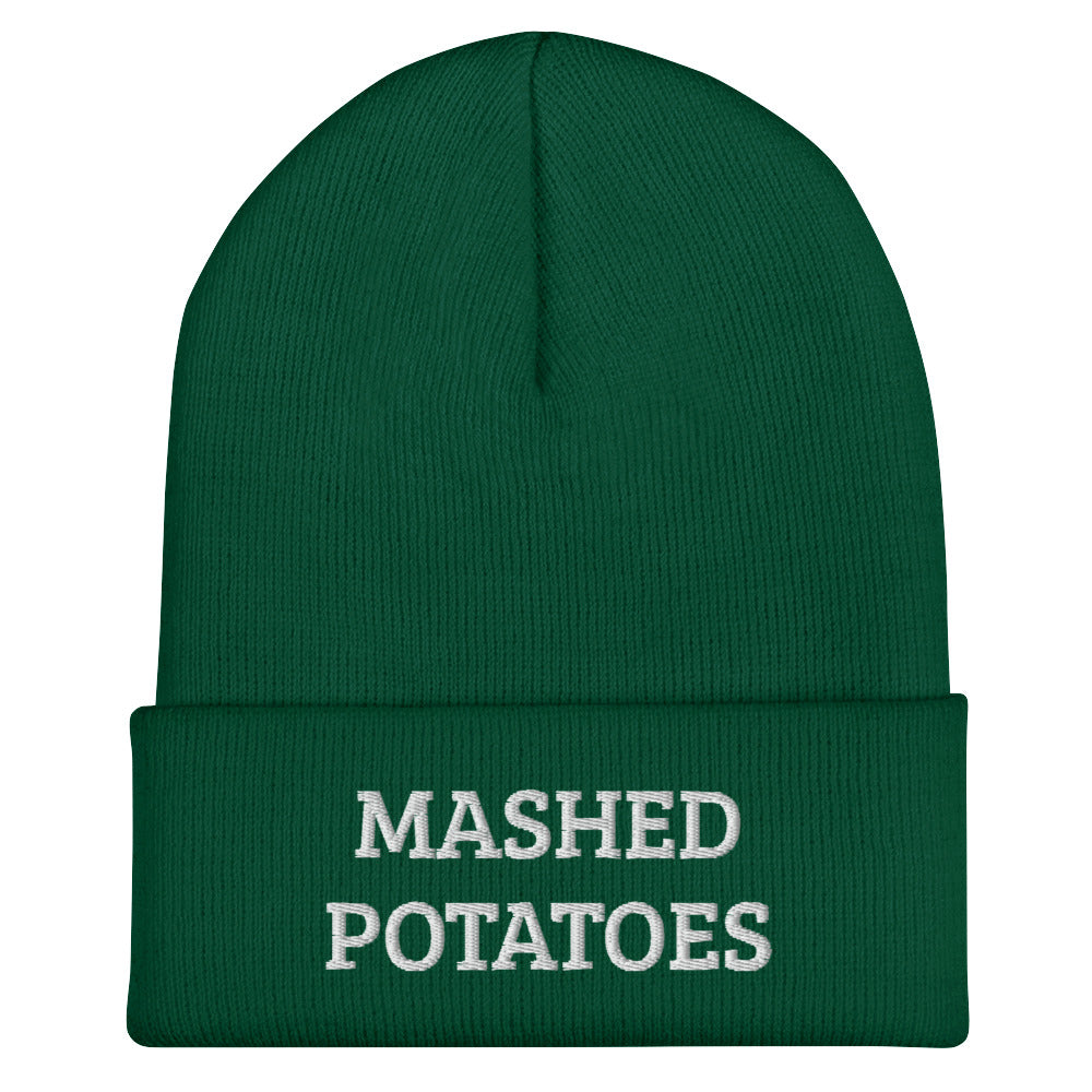 Spruce Green Mashed Potatoes Beanie from Nina's Funky Shop by ninanush - Do you love mashed potatoes? Are you looking for a funny gift for a foodie friend? Our Mashed Potatoes Beanie is warm, cozy and the perfect funky hat for potato enthusiasts of all kinds. Show off in this funny foodie beanie. It's a statement hat for mashed potato lovers, designed by Nina and made just for you!