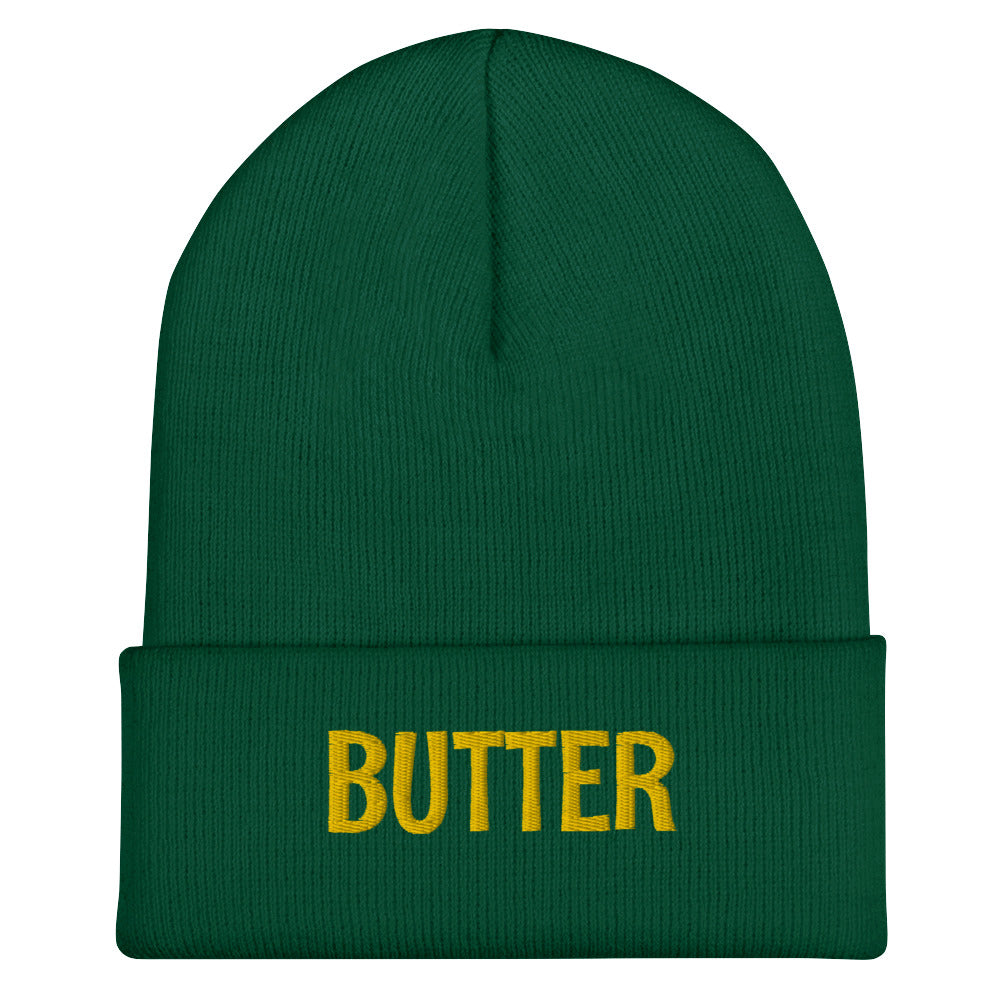 Spruce Green Butter Beanie from Nina's Funky Shop - Do you love butter? Looking for a funny gift? Our Butter Beanie is warm, cozy and the perfect funny winter hat for foodies of all kinds. It comes in a variety of colors with "butter", expertly embroidered across the front. A statement hat for butter lovers, designed by Nina and made just for you!