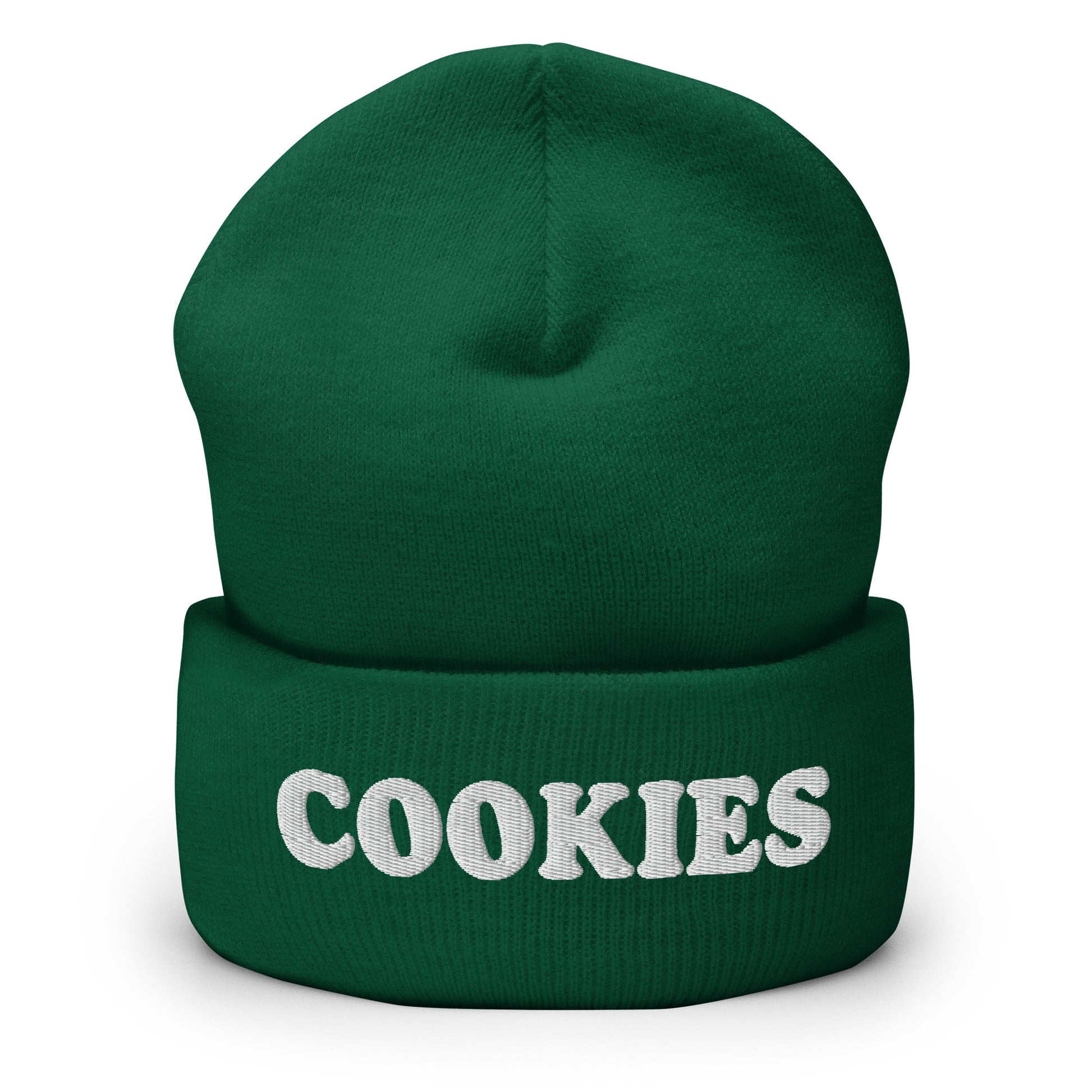 Spruce Green Are you a cookie enthusiast? Looking for a gift for a aficionado? Our cozy and comfortable Cookie Beanie is expertly embroidered just for you. It's a perfect hat for cookie lovers and foodies of all kinds.