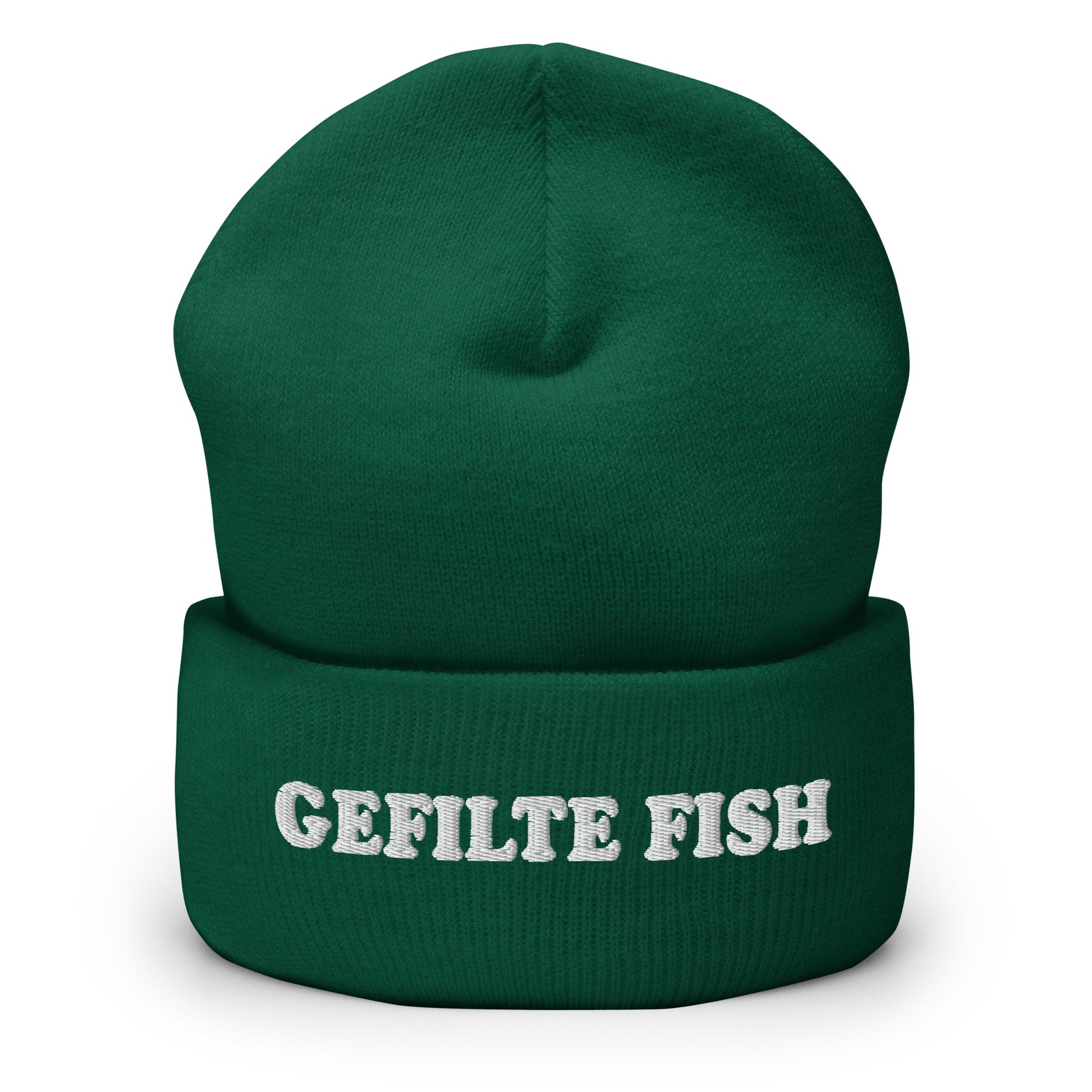 Green Gefilte Fish Hat - Our Gefilte Fish Beanie is warm, cozy and embroidered just for you! It's a weird beanie for gefilte fish enthusiasts that comes in a variety of colors. A perfect Jewish foodie hat for everyday wear or a funny gift for an Ashkenazi.